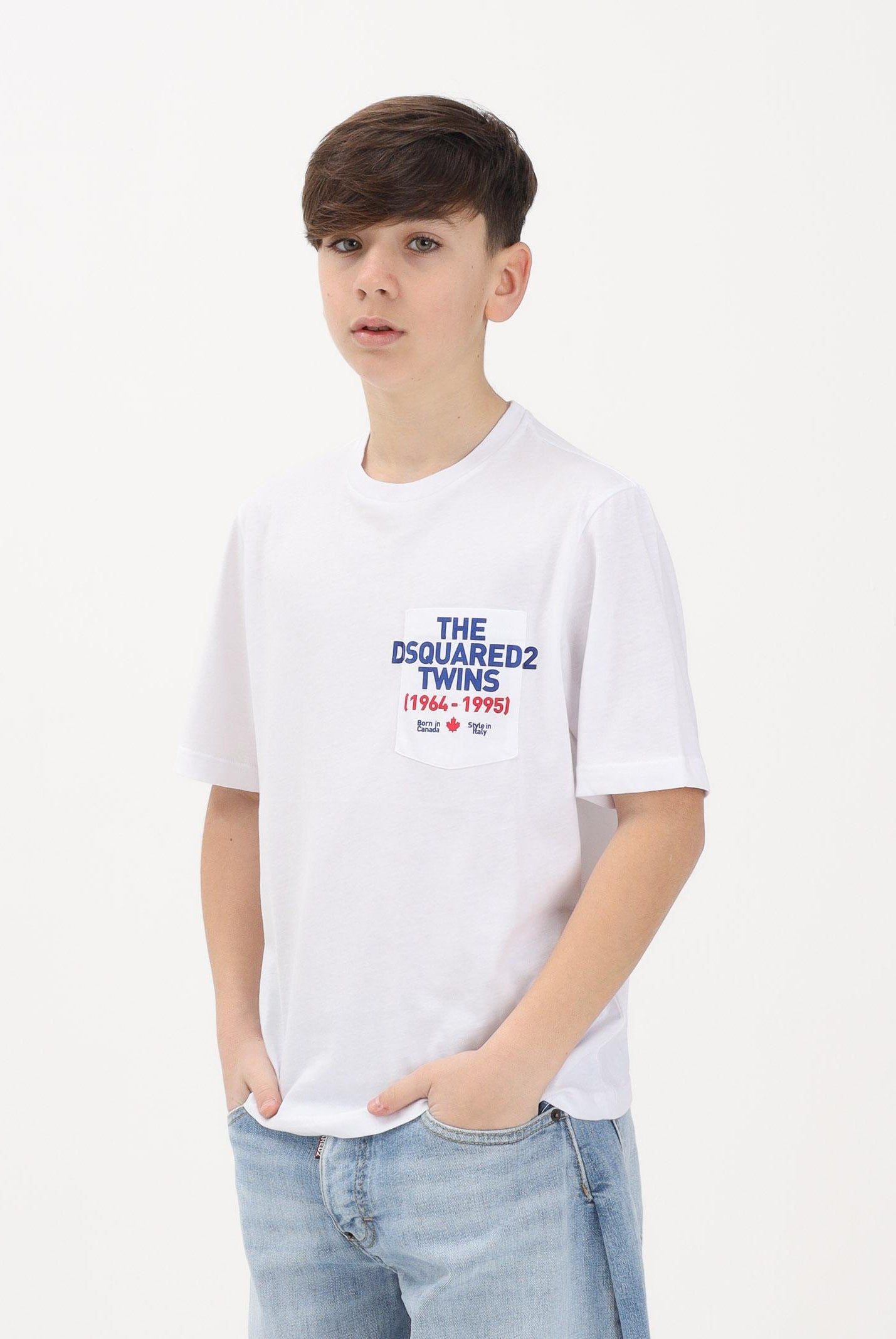 DSQUARED2 T-shirt a manica corta bianca per donna, ragazzi e bambini con stampa DQ3166D004G DQ100 DSQUARED2