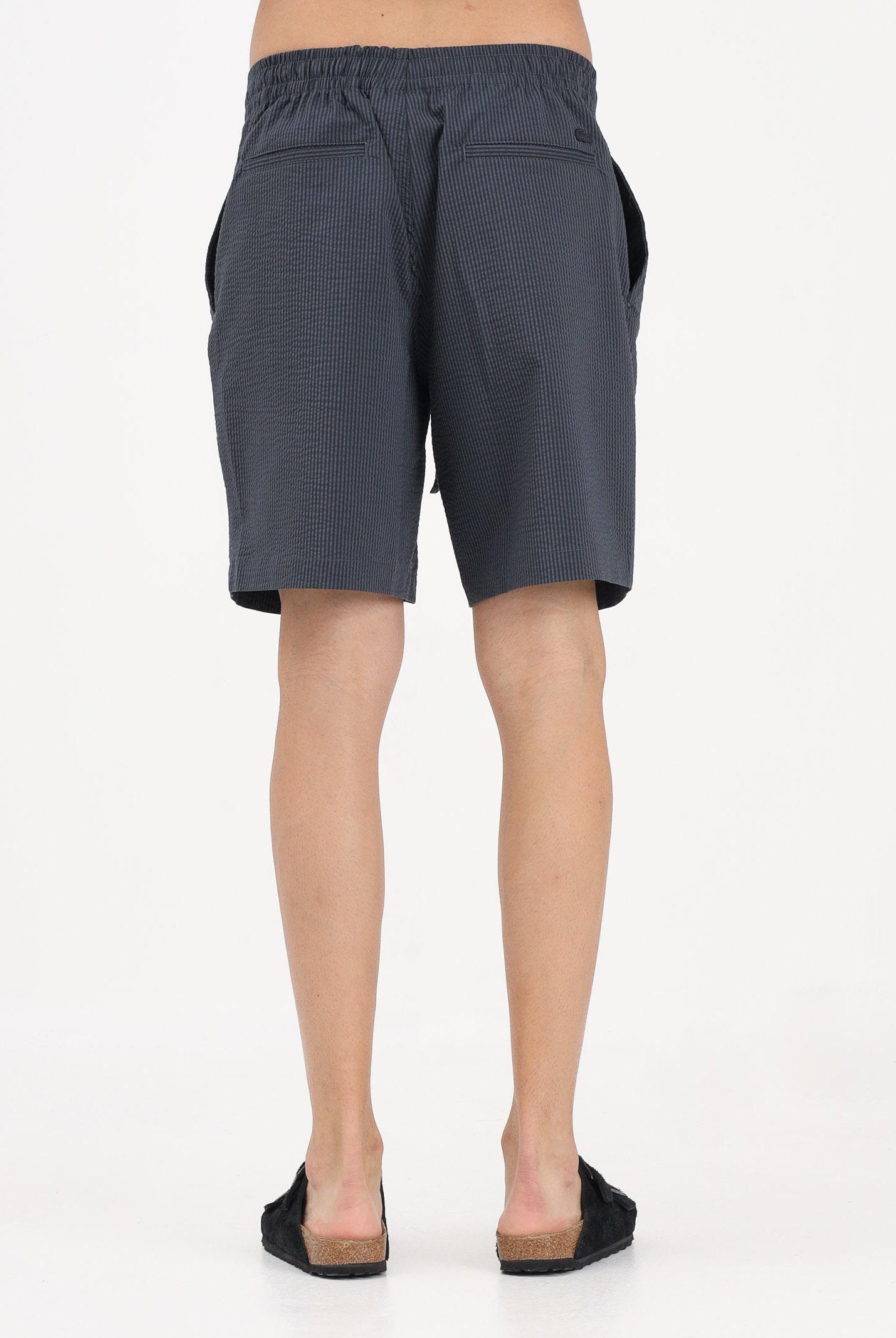 LACOSTE Shorts nero da uomo in seersucker di cotone GH1977 4CI LACOSTE