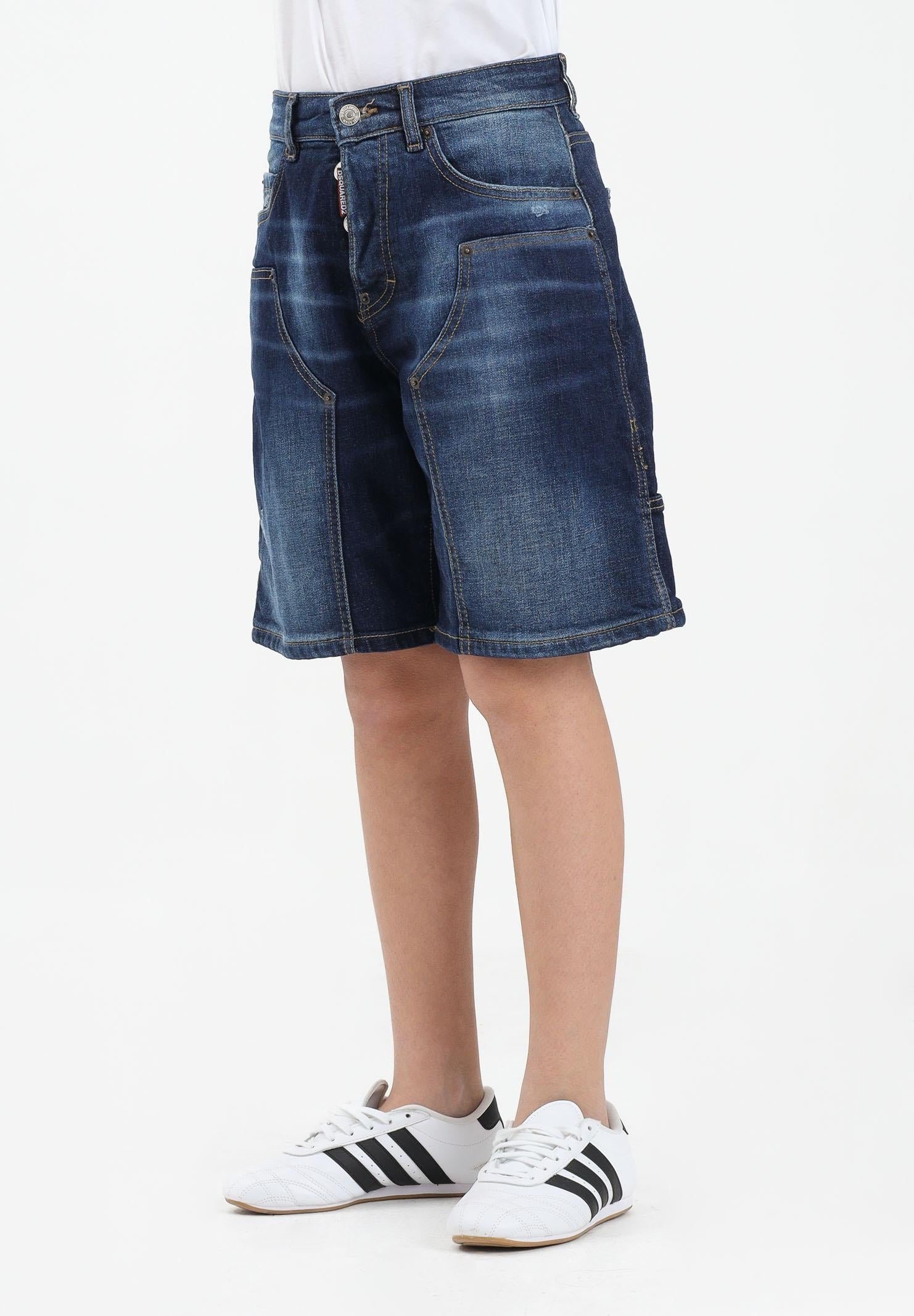 DSQUARED2 Shorts di jeans in denim blu scuro per donna, ragazzi e bambini DQ3212D0AFS DQ01 DSQUARED2