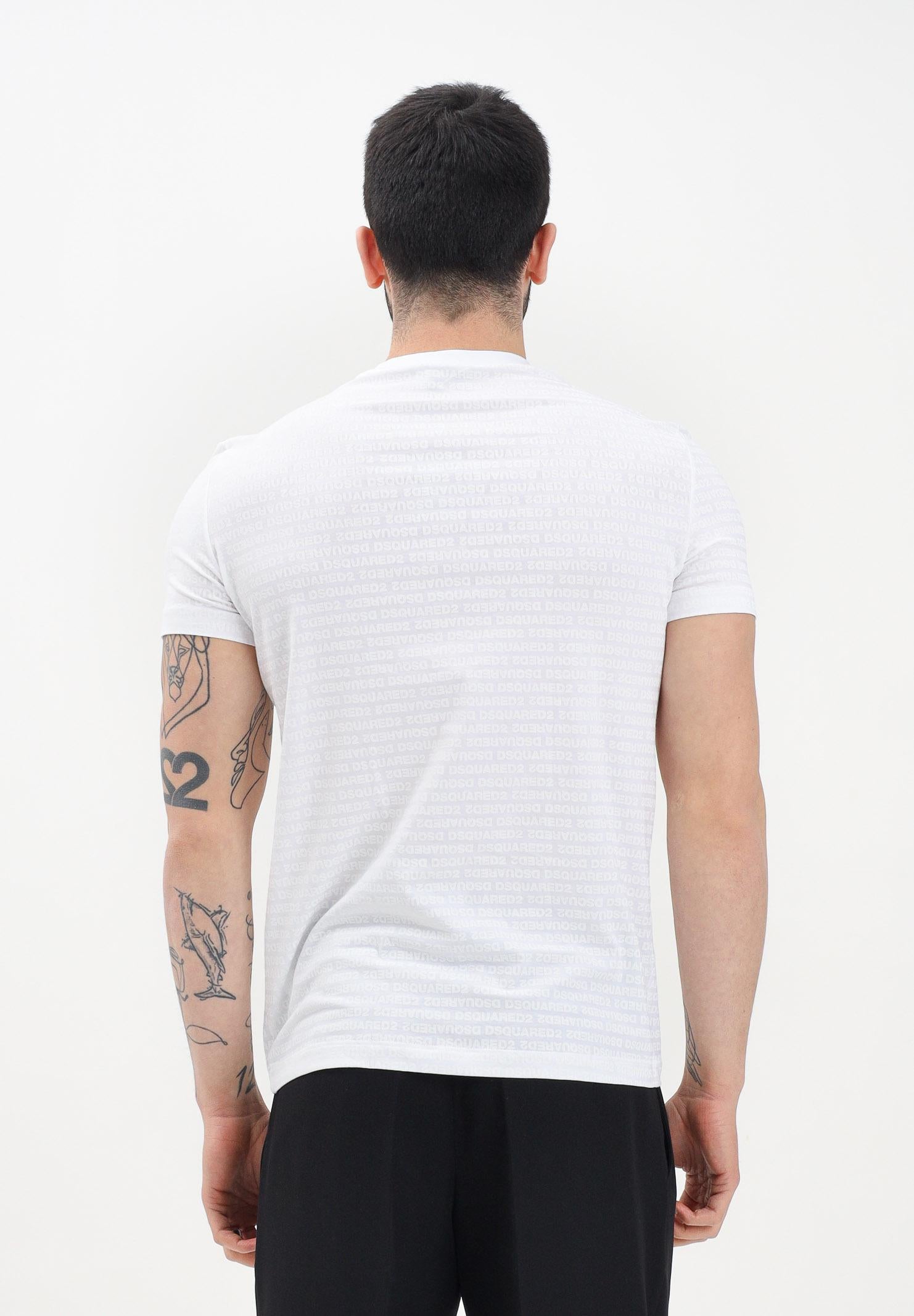 DSQUARED2 T-shirt a manica corta bianca da uomo con micro-logo all-over D9H135510T 100 DSQUARED2