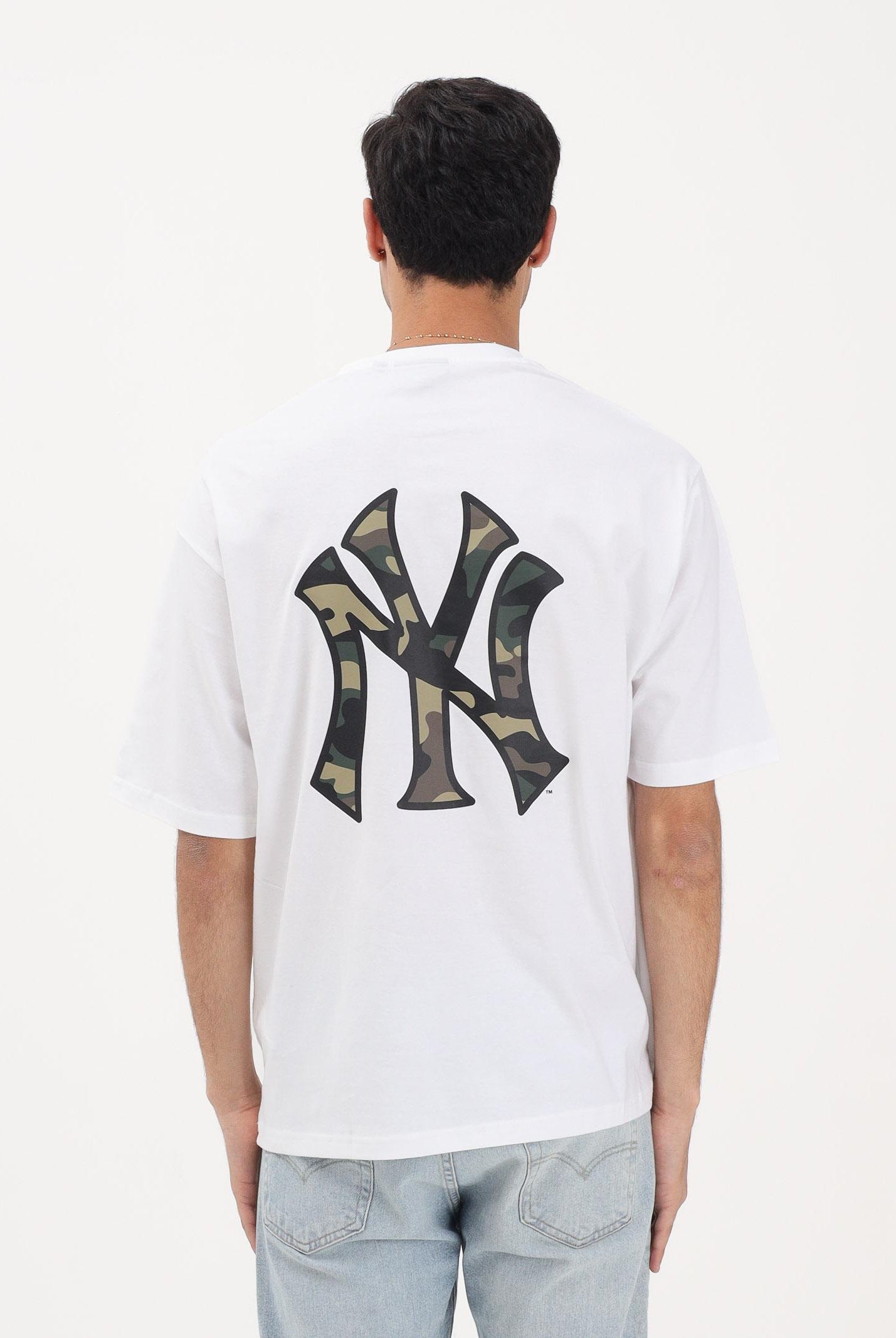 NEW ERA T-shirt a manica corta Oversized New York Yankees MLB Infill bianca per uomo e donna 60856215 . NEW ERA