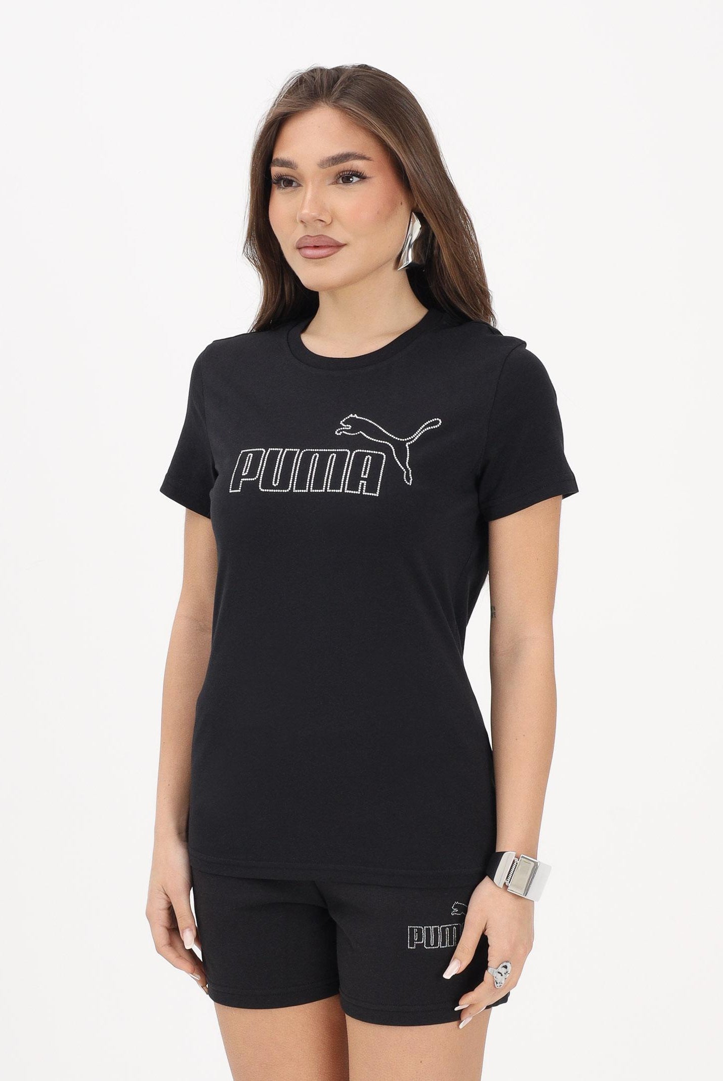 PUMA T-shirt a manica corta ESS Rhinestone nera da donna 693519 01 PUMA