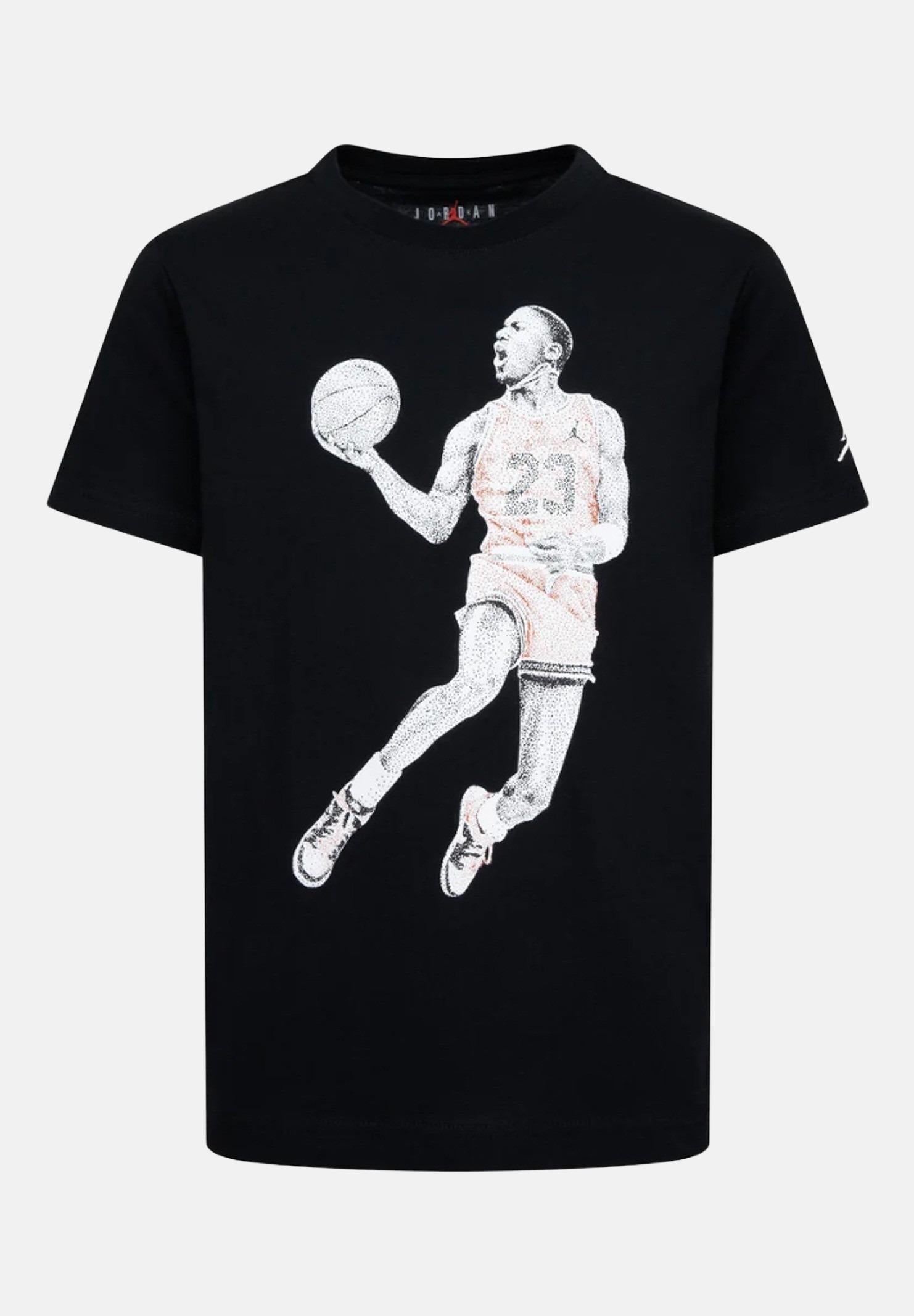 T-shirt a manica corta nera per bambino e bambina con stampa Jordan 95D254 023 JORDAN