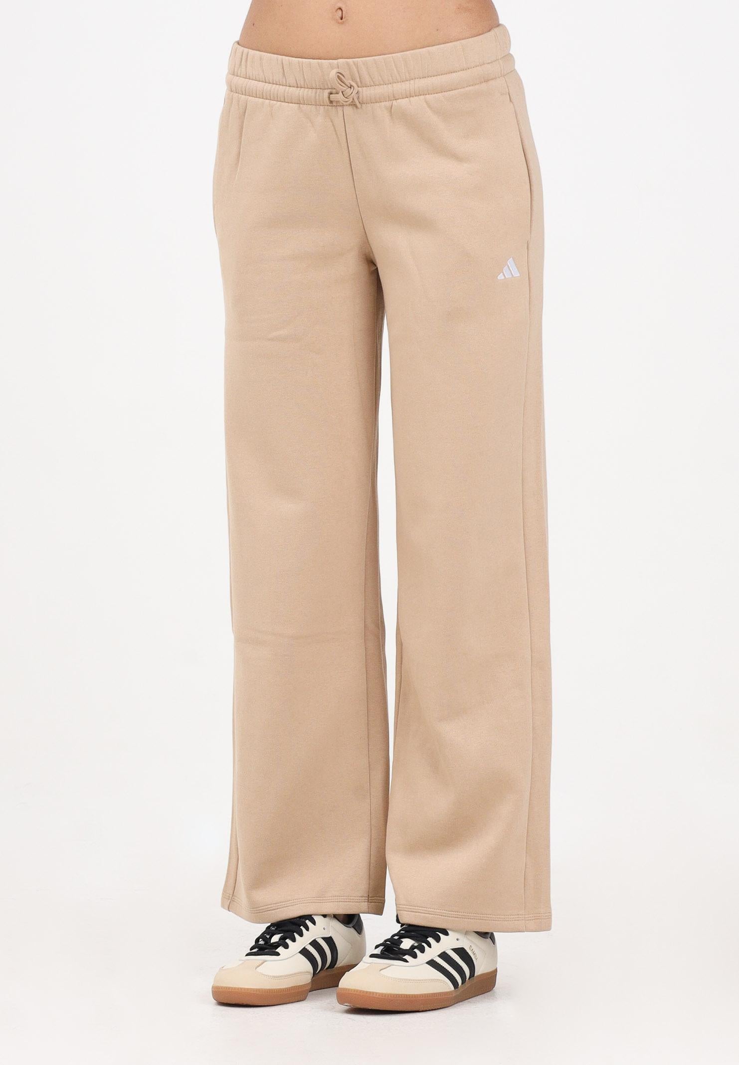 ADIDAS ORIGINALS Pantalone sportivo Essentials Small Logo Feel Cozy Open-Hem beige da donna JV7283 . ADIDAS ORIGINALS