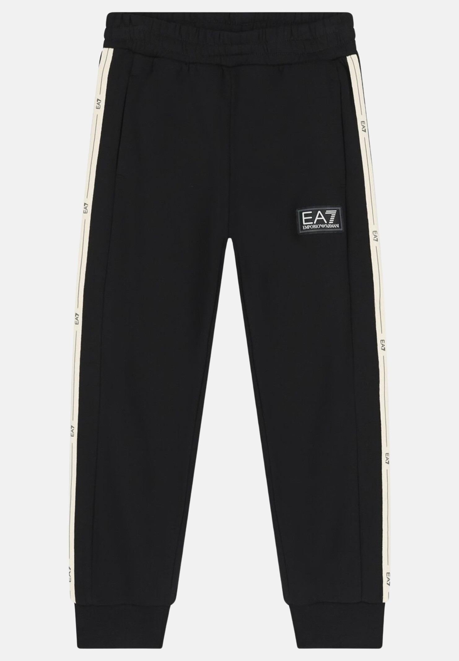 EA7 Pantalone sportivo nero da bambino con fasce logate 7B000194AF10368 UC001 EA7