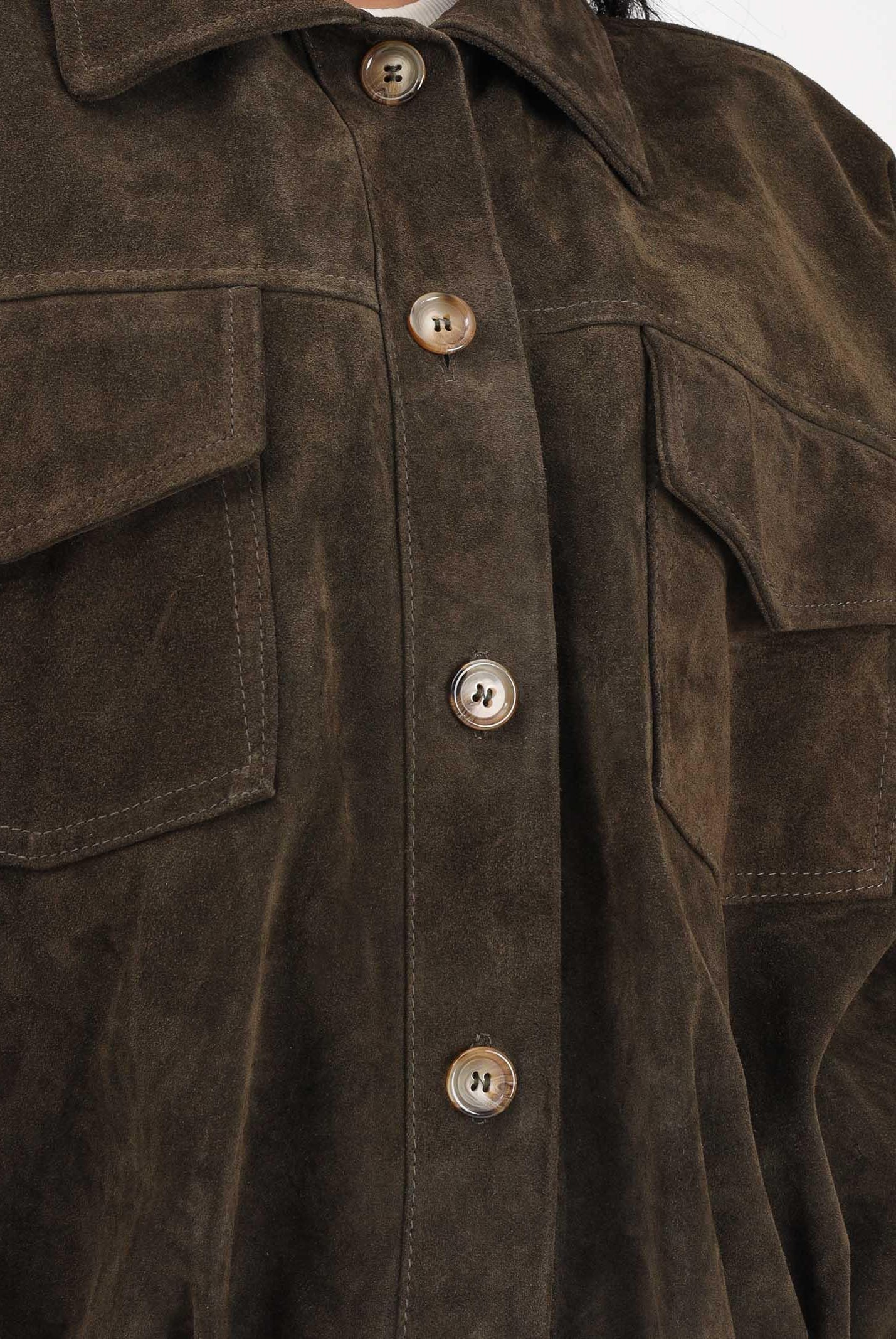 VICOLO Giubbotto in pelle scamosciata verde militare da donna TAB0171 ABU19 VICOLO