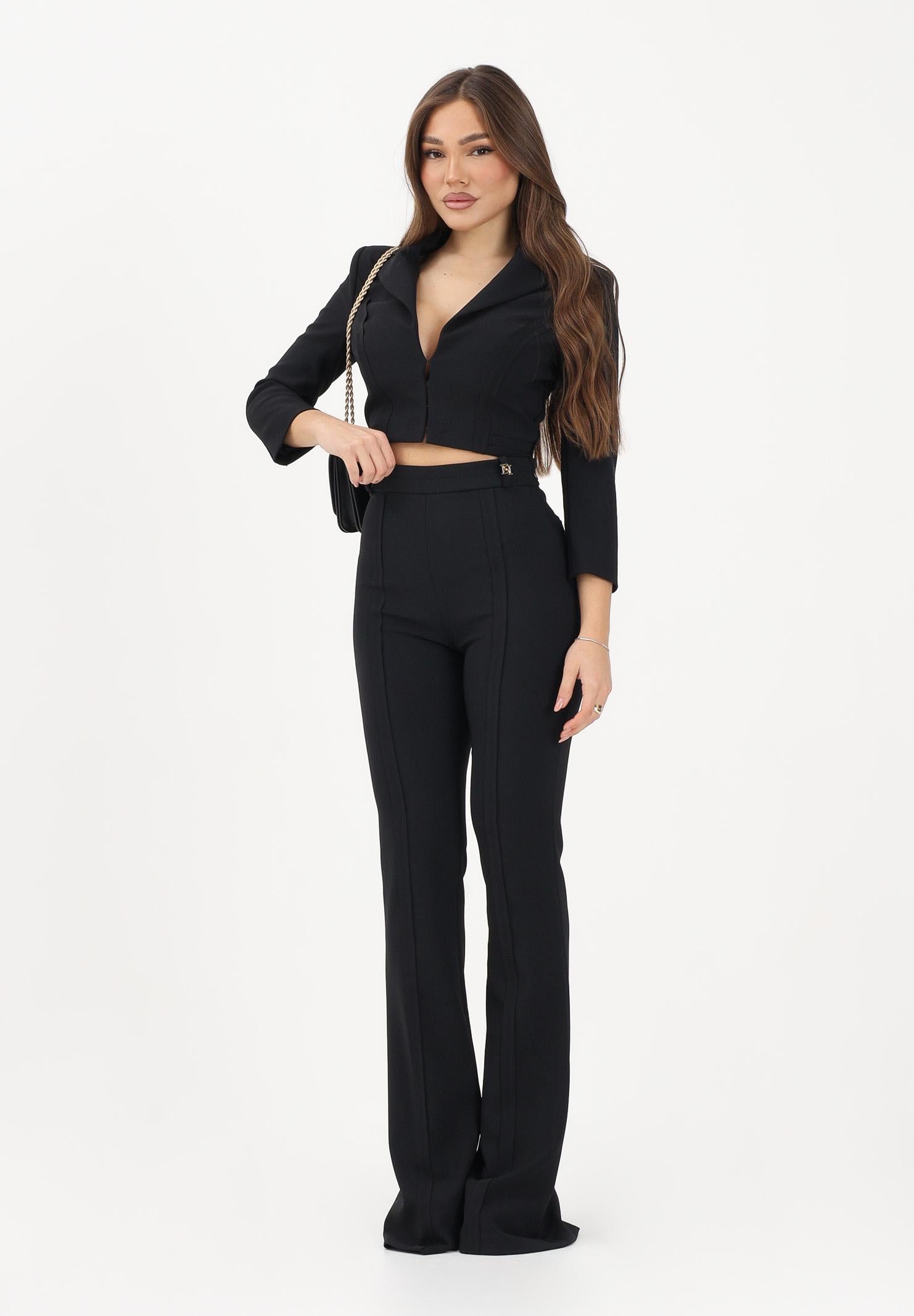 ELISABETTA FRANCHI Pantalone elegante nero da donna in doppio crêpe stretch PA16961E2 110 ELISABETTA FRANCHI