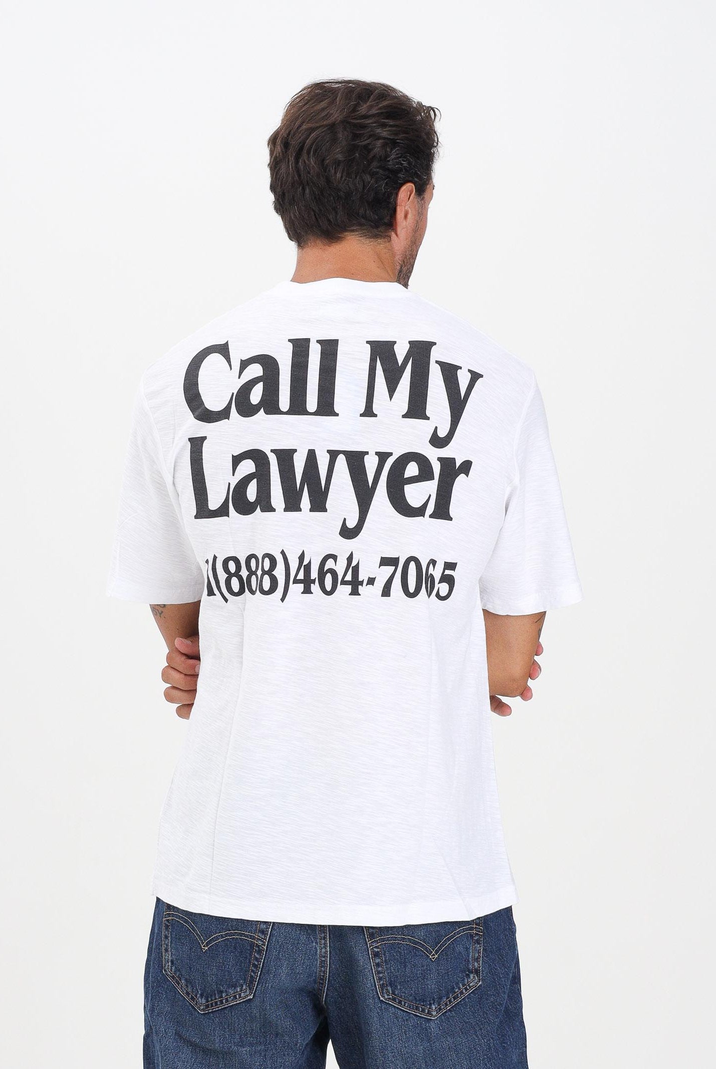 MARKET T-shirt a manica corta CALL MY LAWYER 3D bianca da uomo F5MKMATH058 001 MarKET