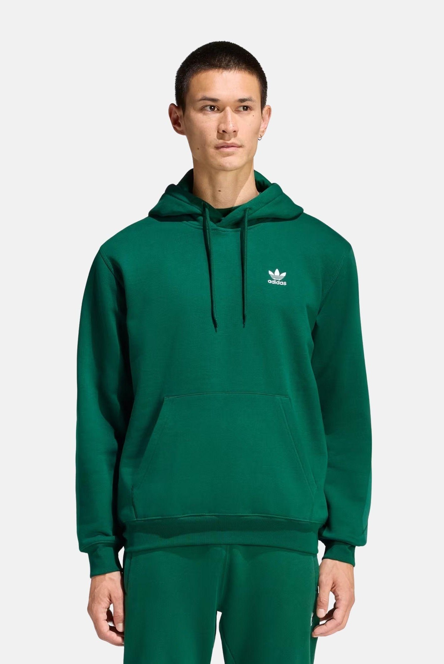 ADIDAS ORIGINALS Felpa con cappuccio Trefoil Essentials Loose verde da uomo KD1307 . ADIDAS ORIGINALS