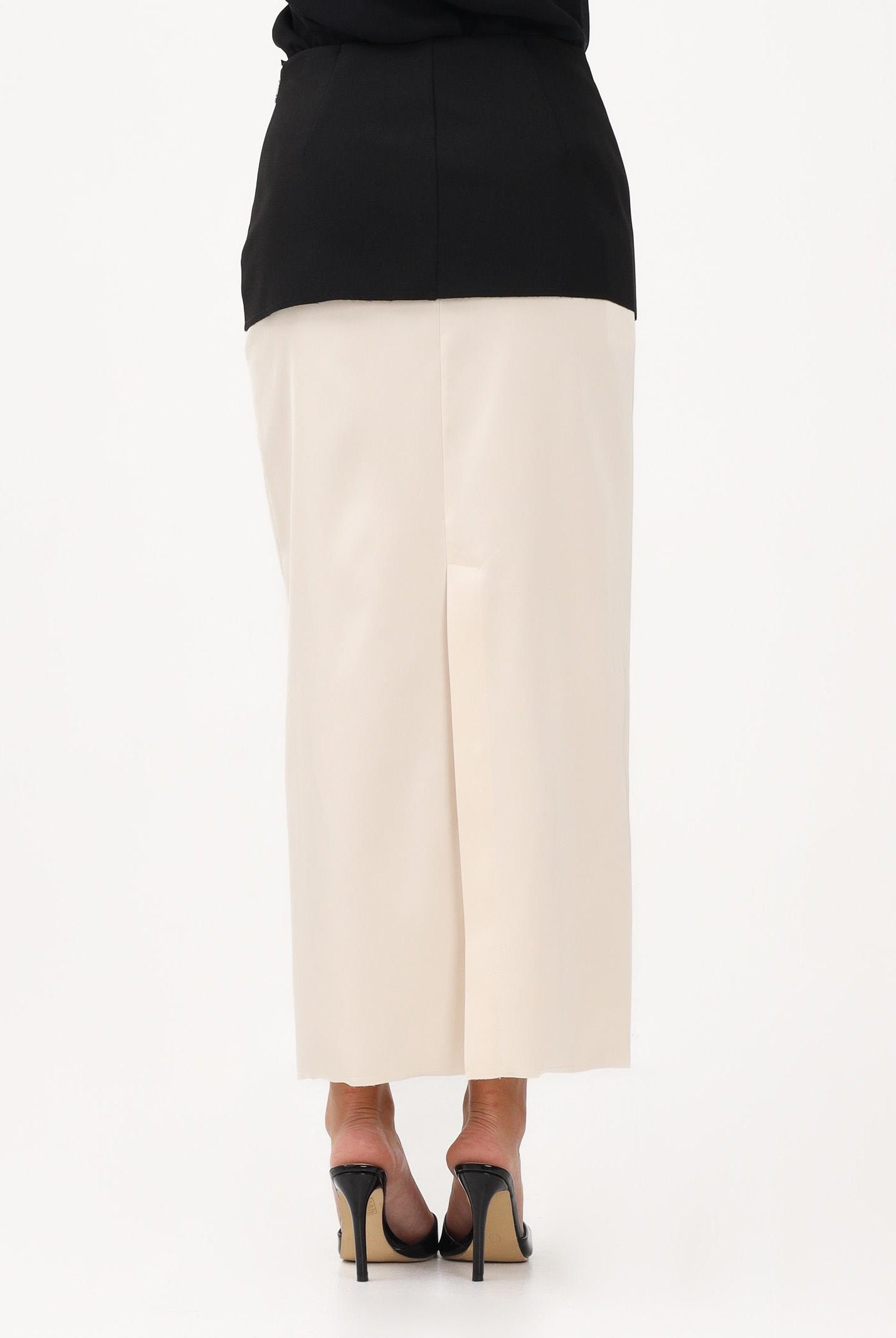PATRIZIA PEPE Gonna midi nera e panna da donna in misto viscosa 8G0514A498 FG53 PATRIZIA PEPE