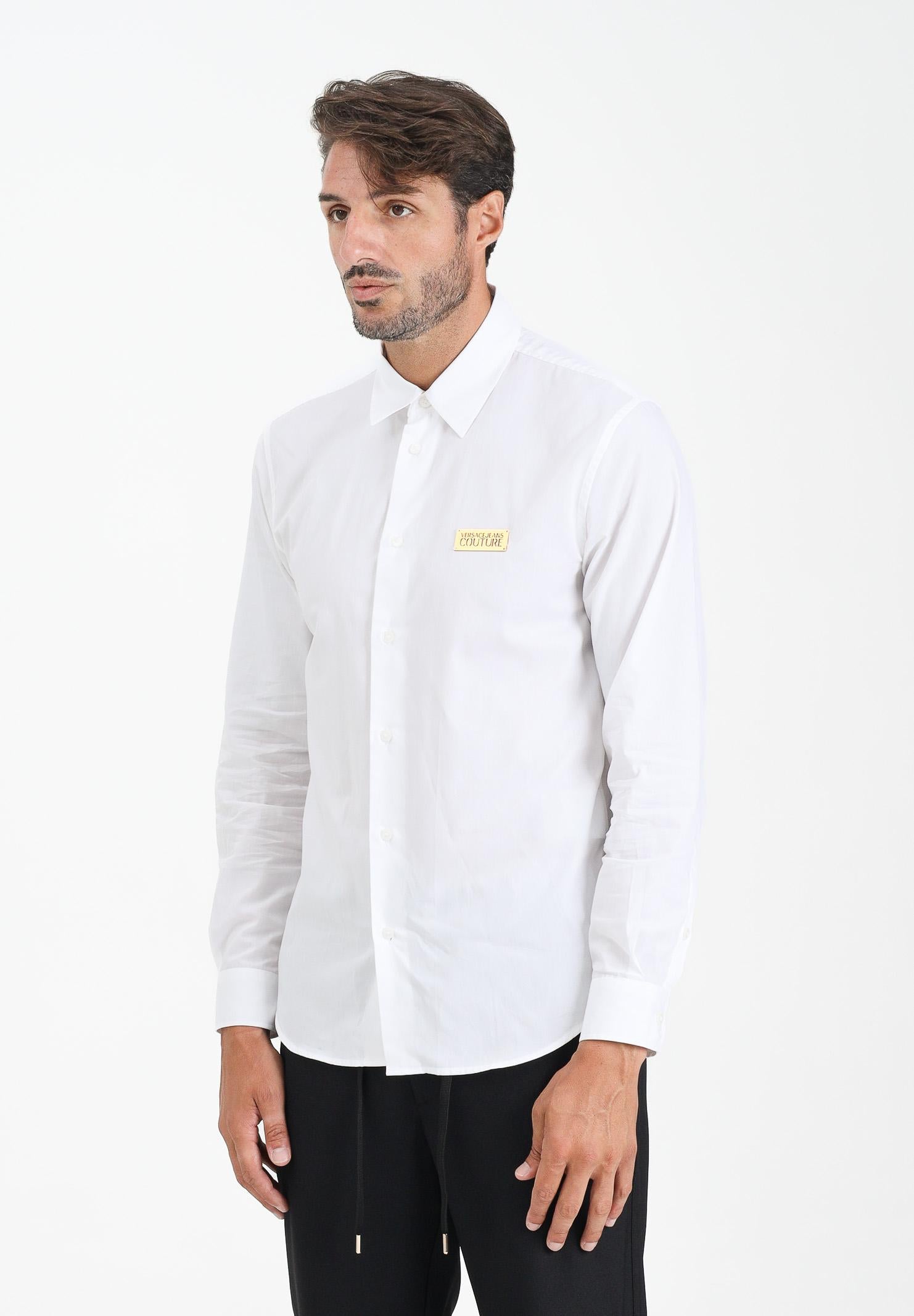 VERSACE JEANS COUTURE Camicia a manica lunga bianca da uomo con hardware Institutional Logo 79GALKR1CN00K 003 VERSACE JEANS COUTURE