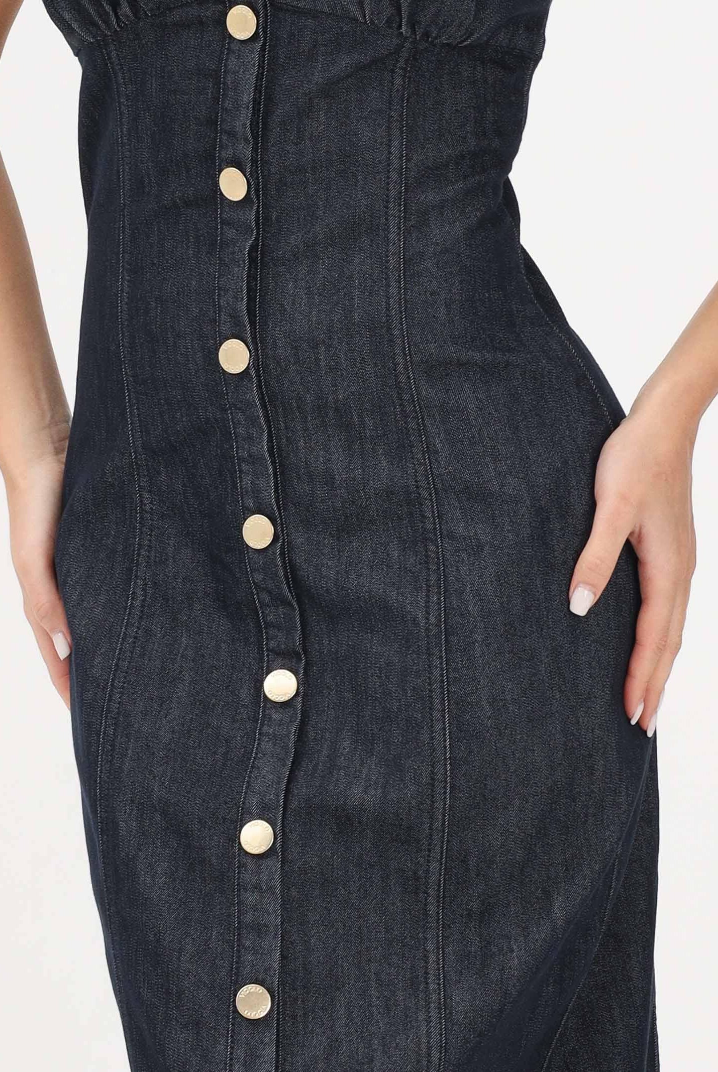 VICOLO Abito midi in denim blu scuro da donna DAB5038 DERI VICOLO