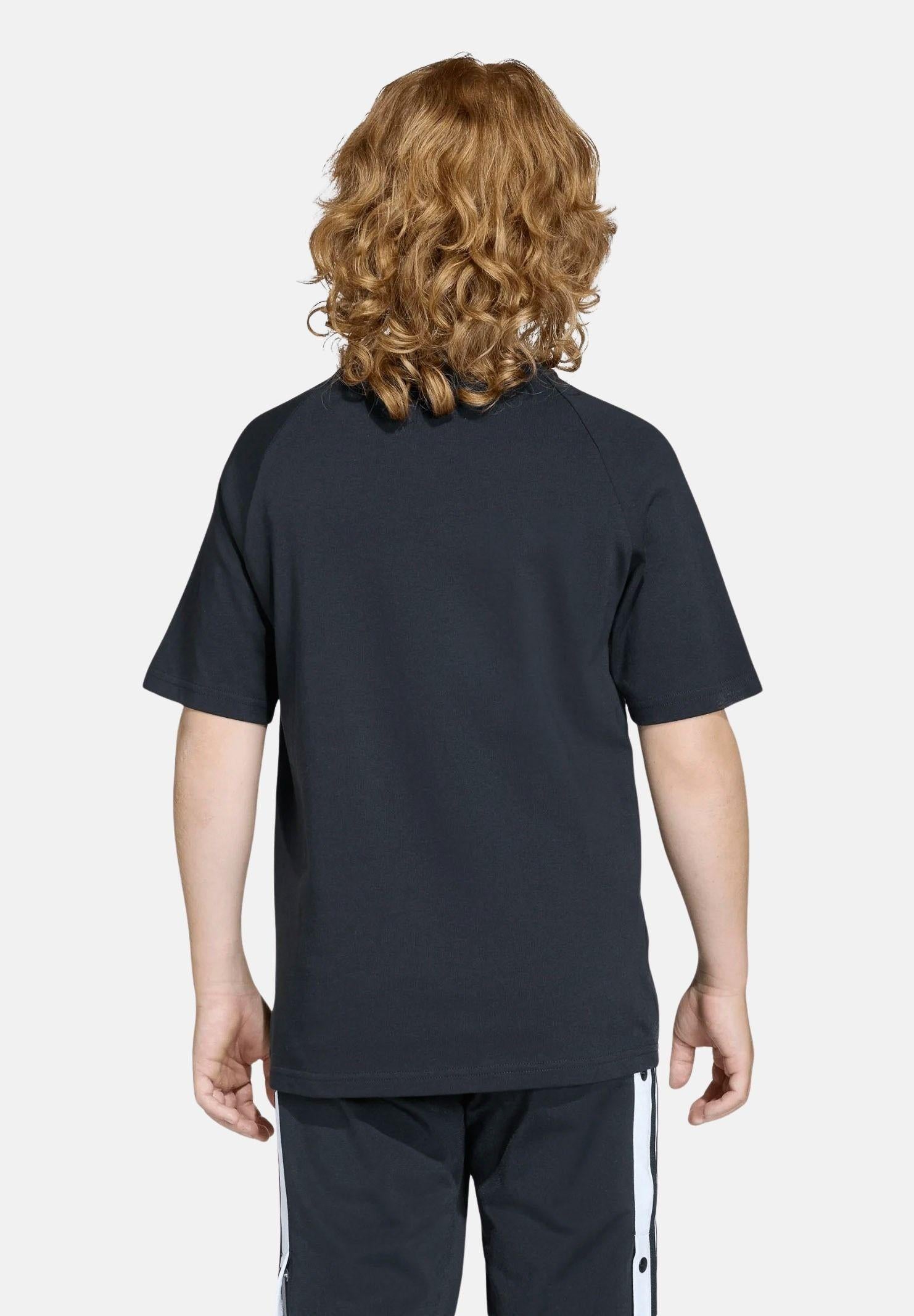 ADIDAS ORIGINALS T-shirt a manica corta Trefoil Loose nera per bambino e bambina KE2876 . ADIDAS ORIGINALS