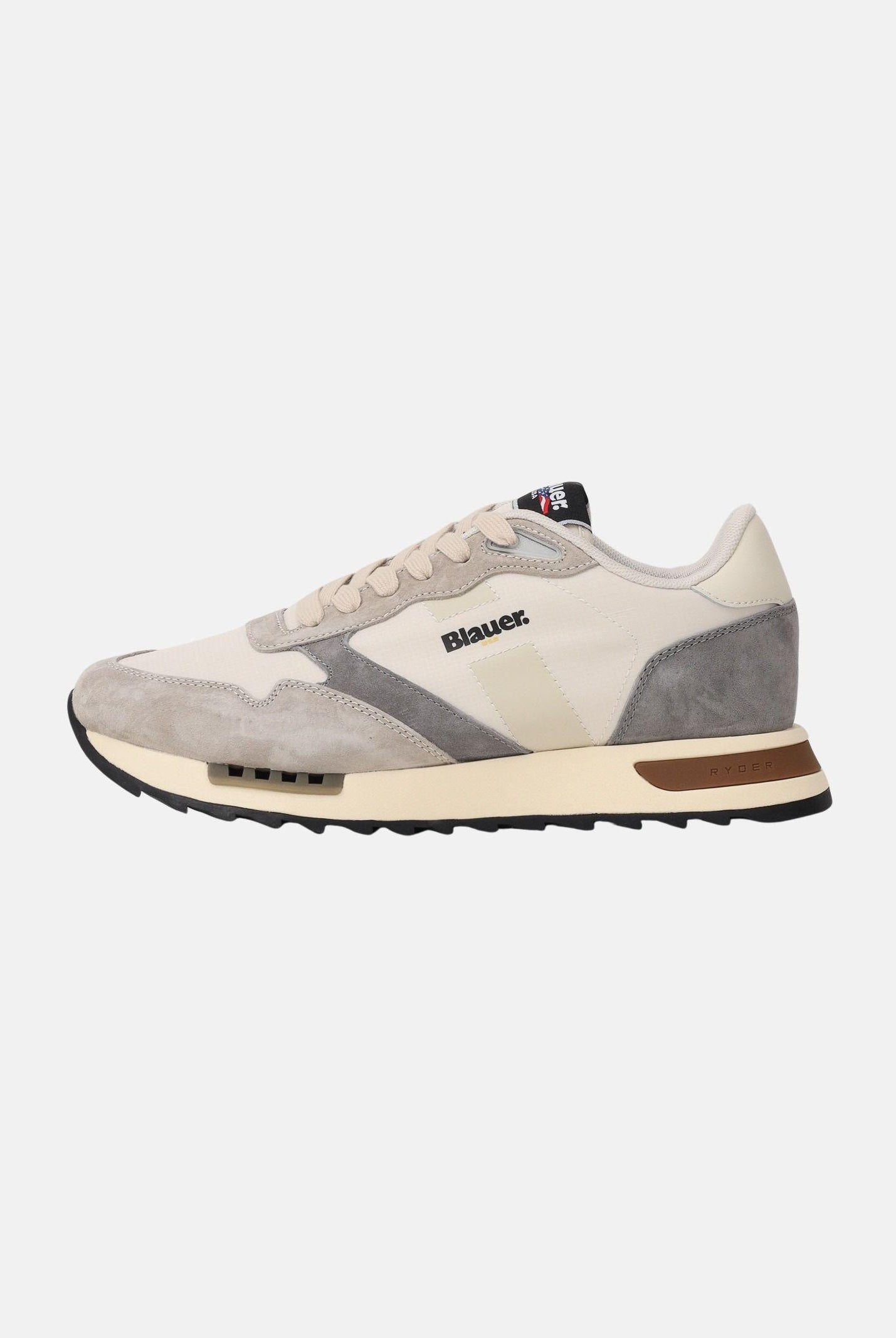 BLAUER Sneakers panna e grigie da uomo con logo S6RYDER01-NYS CRGR BLAUER