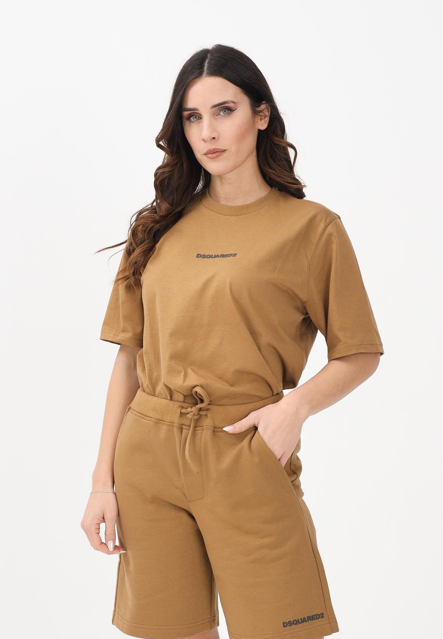DSQUARED2 T-shirt a manica corta marrone per donna, ragazzi e bambini con logo DQ2823D004G DQ730 DSQUARED2