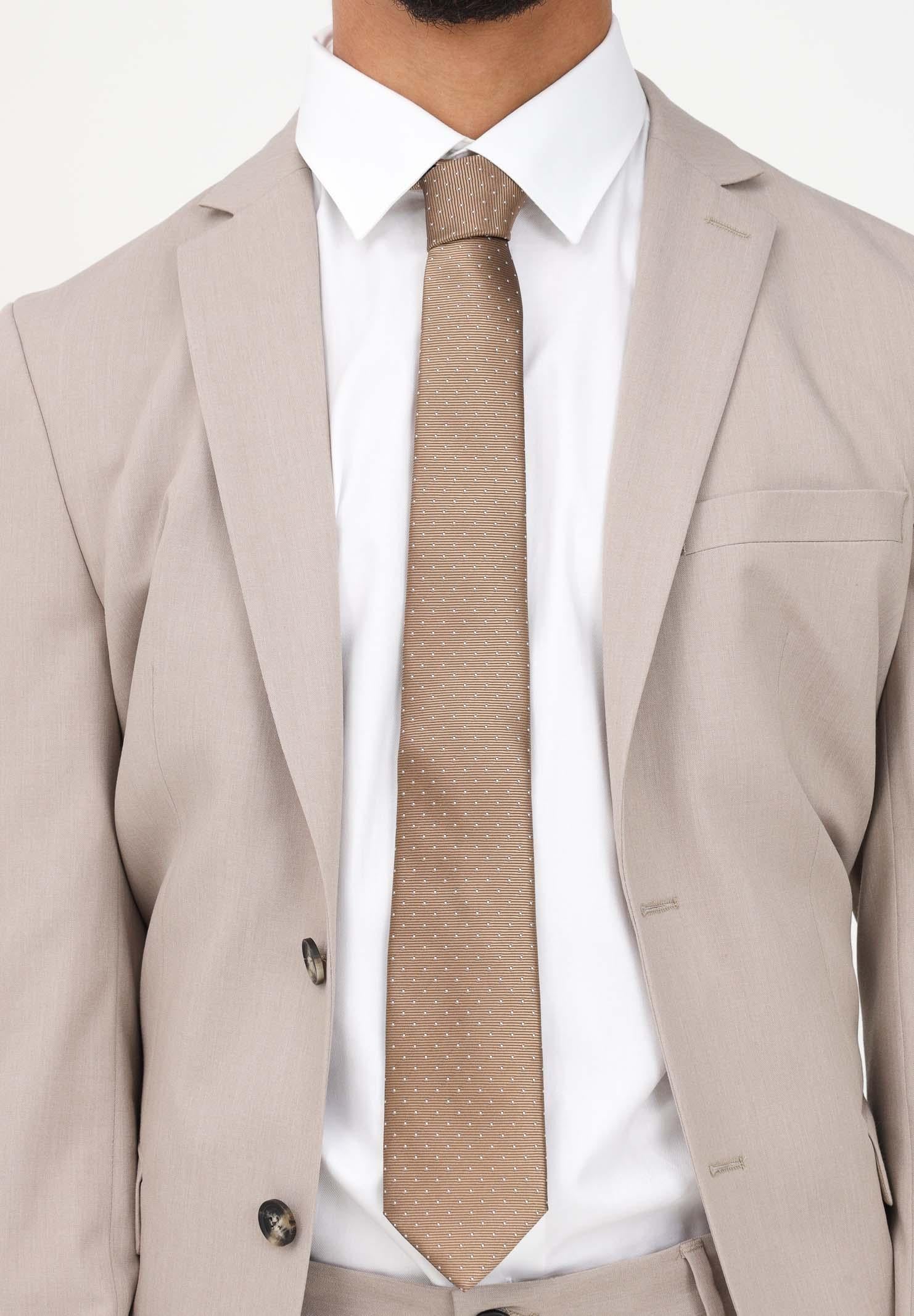 Cravatta beige da uomo in faille di seta a micro pois 1309/15C LANVIN