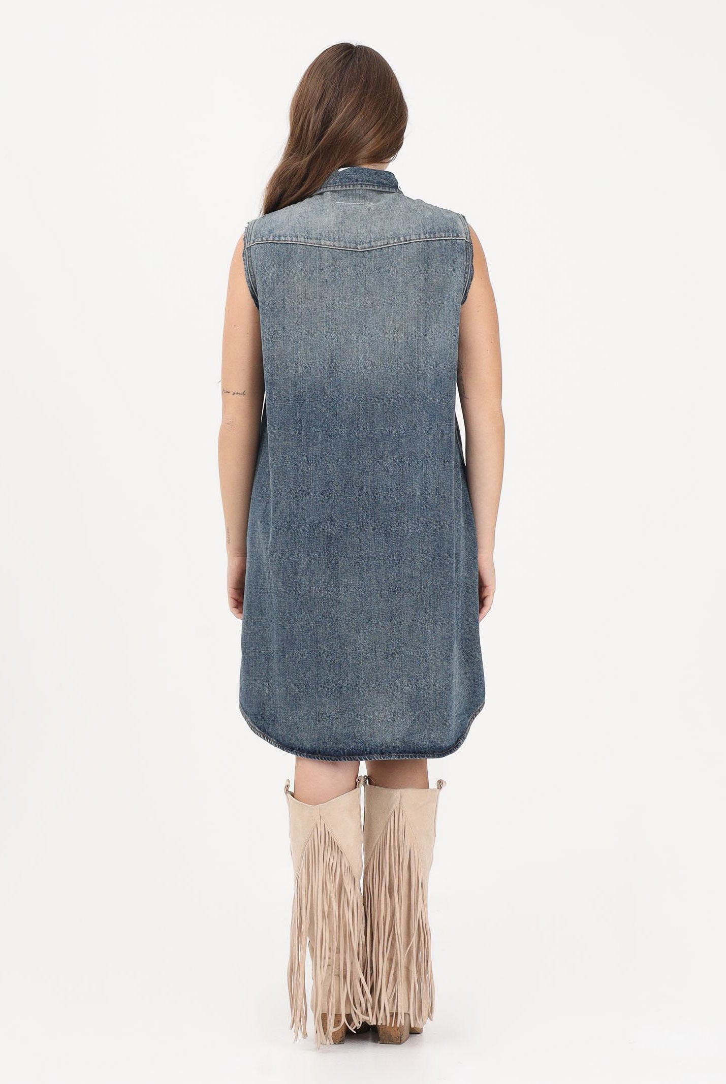 MAISON MARGIELA Abito in denim blu per donna, ragazze e bambine con stampa logo M60945MM06X M601 MAISON MARGIELA