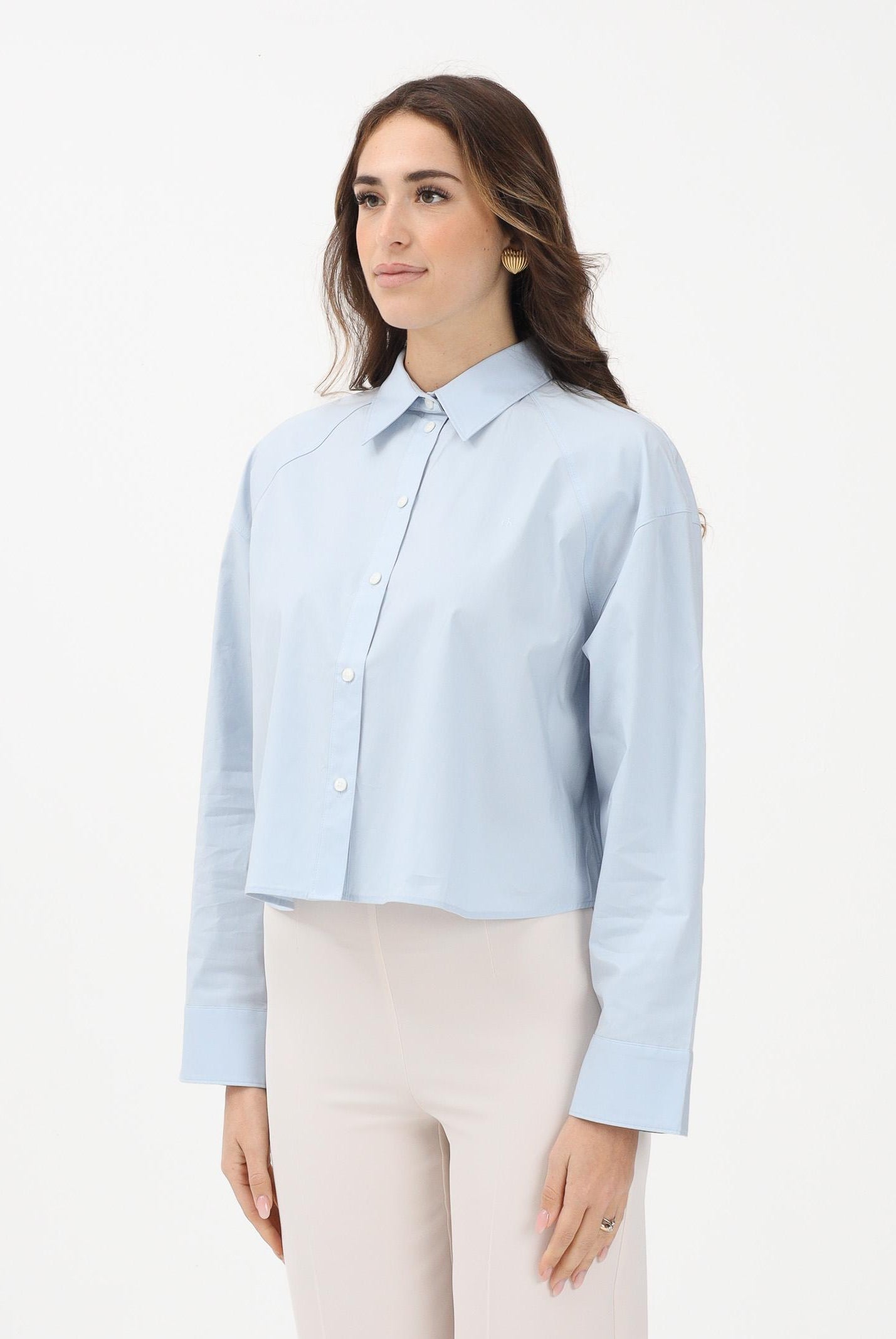 CALVIN KLEIN JEANS Camicia a manica lunga azzurra da donna LV047C141G24Q . CALVIN KLEIN JEANS