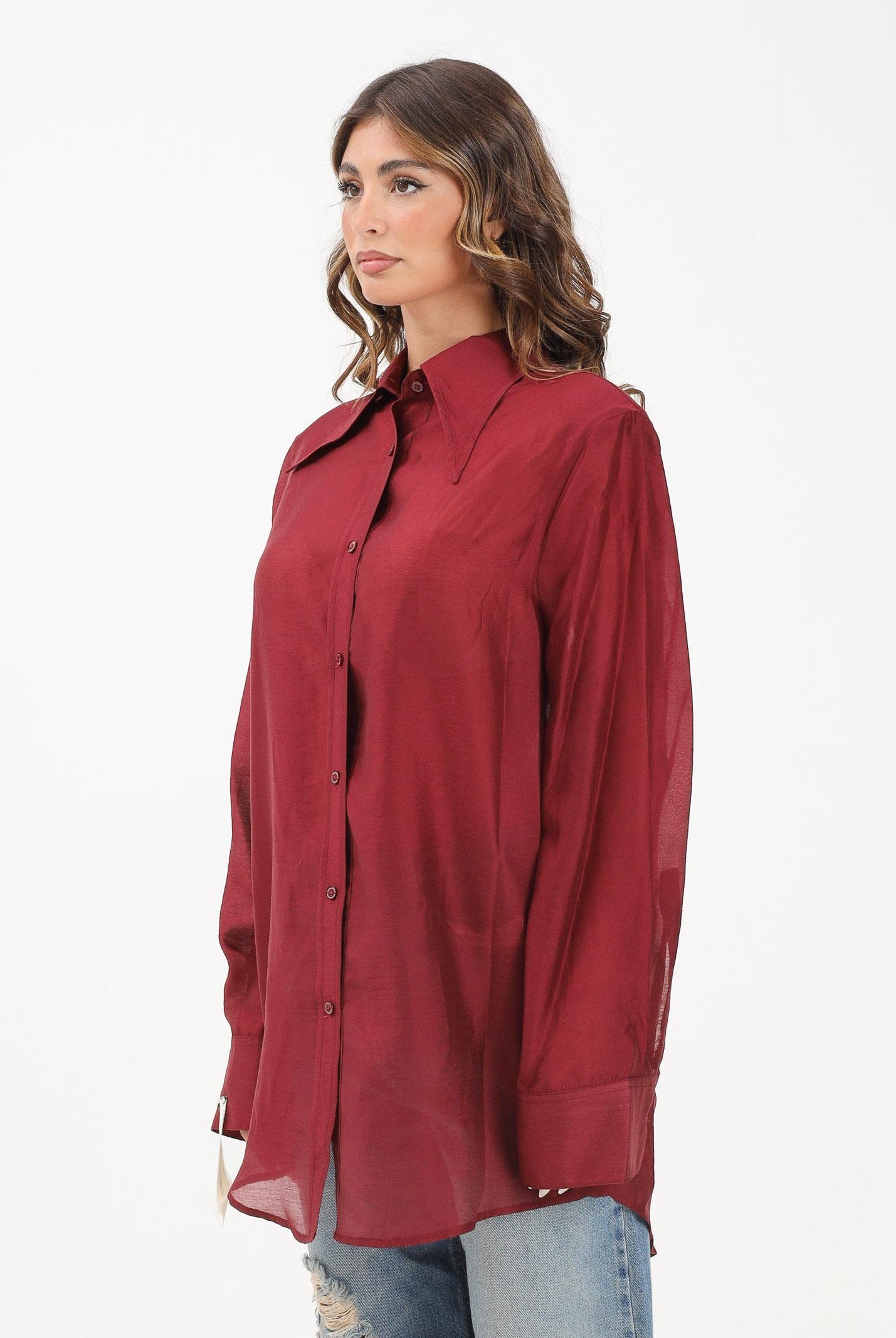 MAR DE MARGARITAS Camicia a manica lunga Ginny bordeaux da donna MMABW01458 RS02 Mar de margaritas