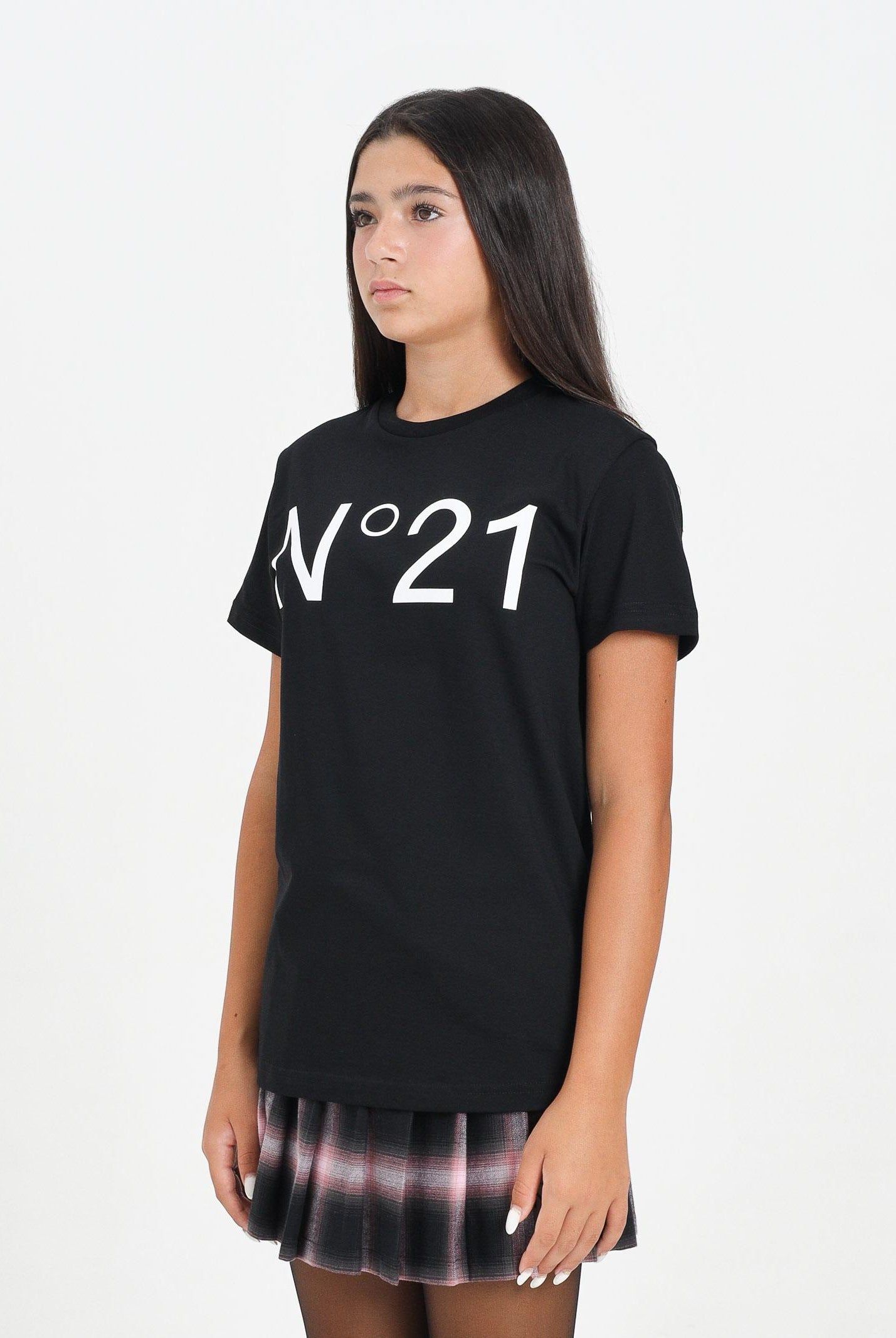 N21 T-shirt a manica corta nera per donna, ragazzi e bambini con stampa logo N21173N0153 0N900 N21