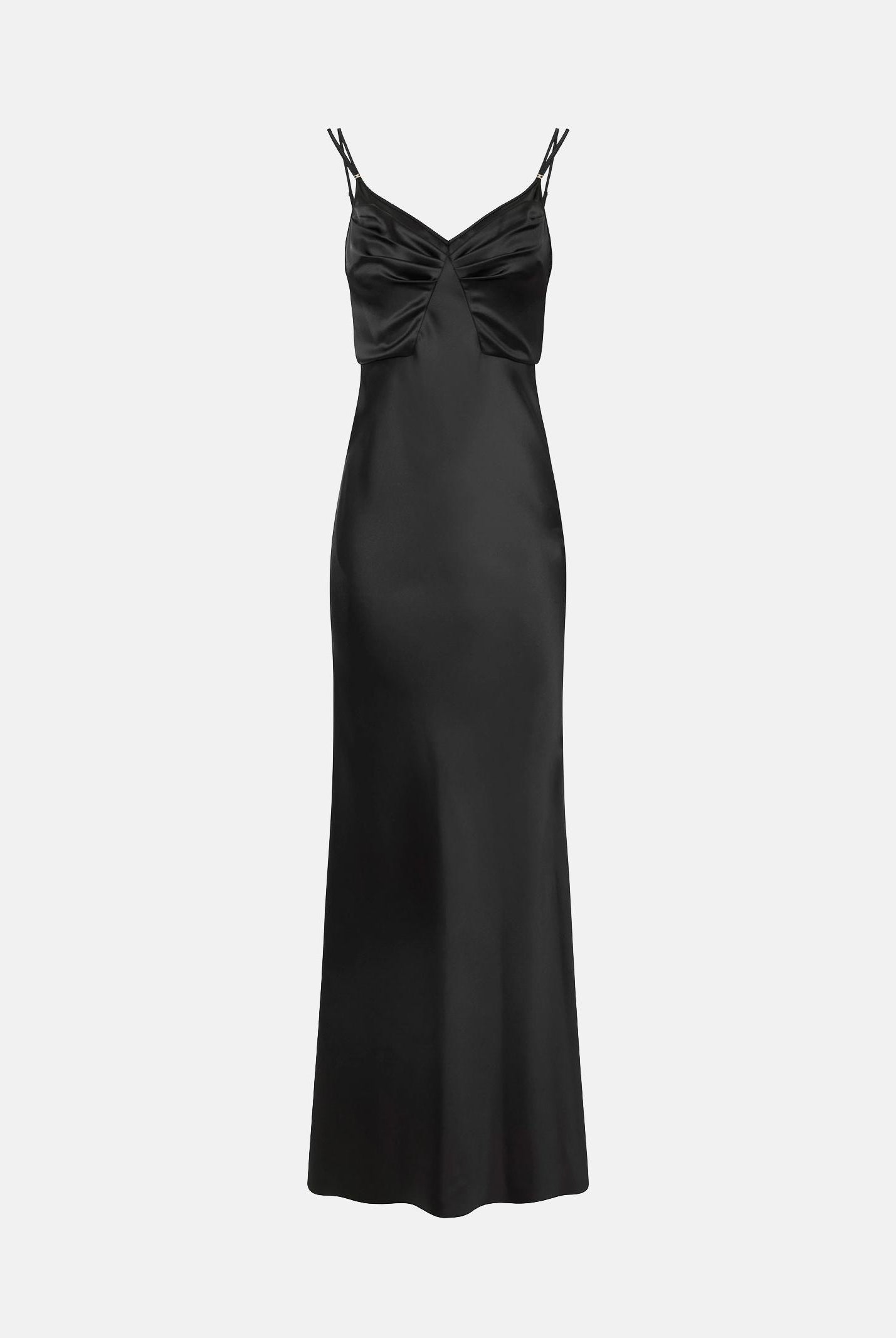 ELISABETTA FRANCHI Abito lungo Red Carpet in raso nero donna ABR3362E2 110 ELISABETTA FRANCHI