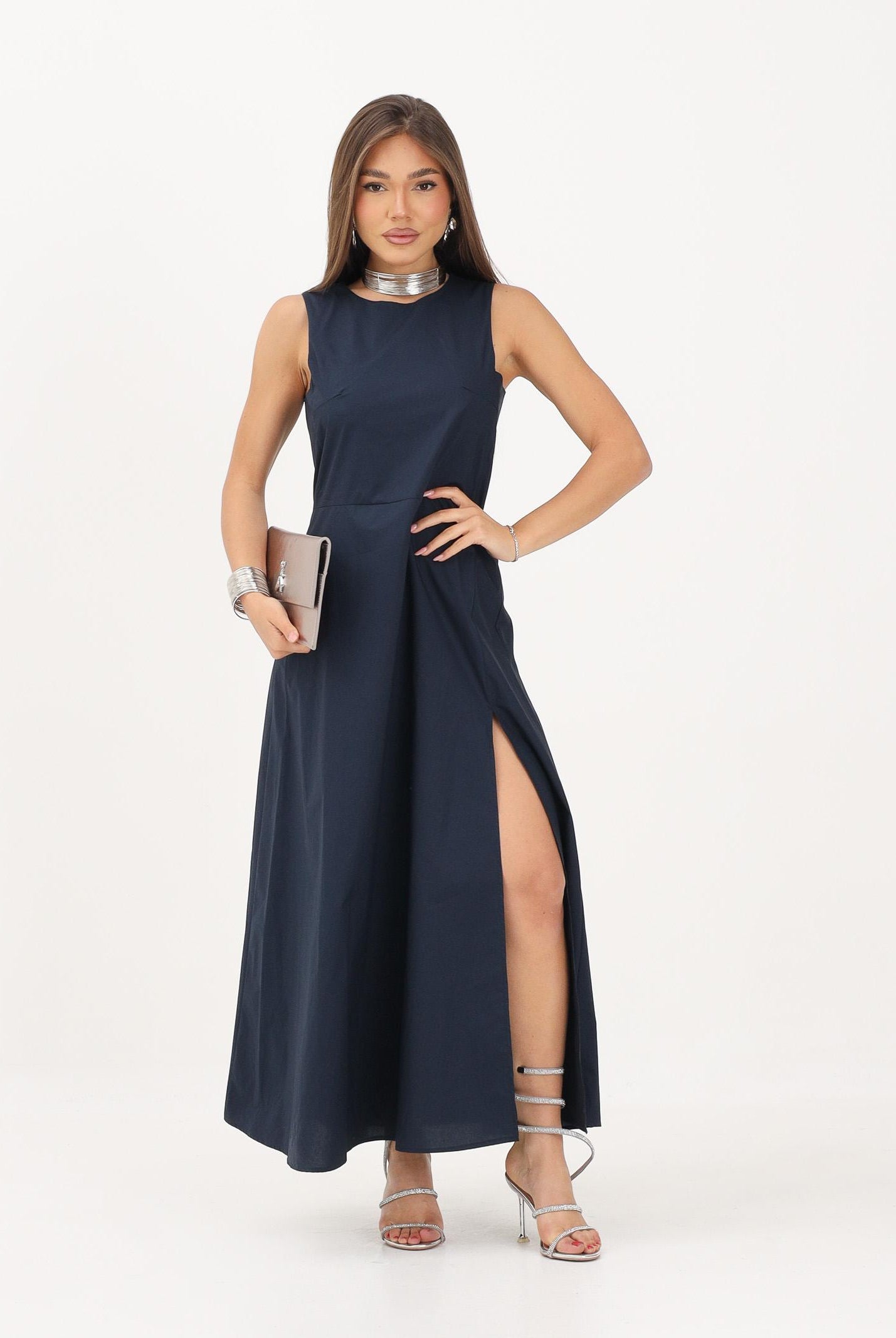 VICOLO abito lungo elegante blu donna. AB1814 BL VICOLO