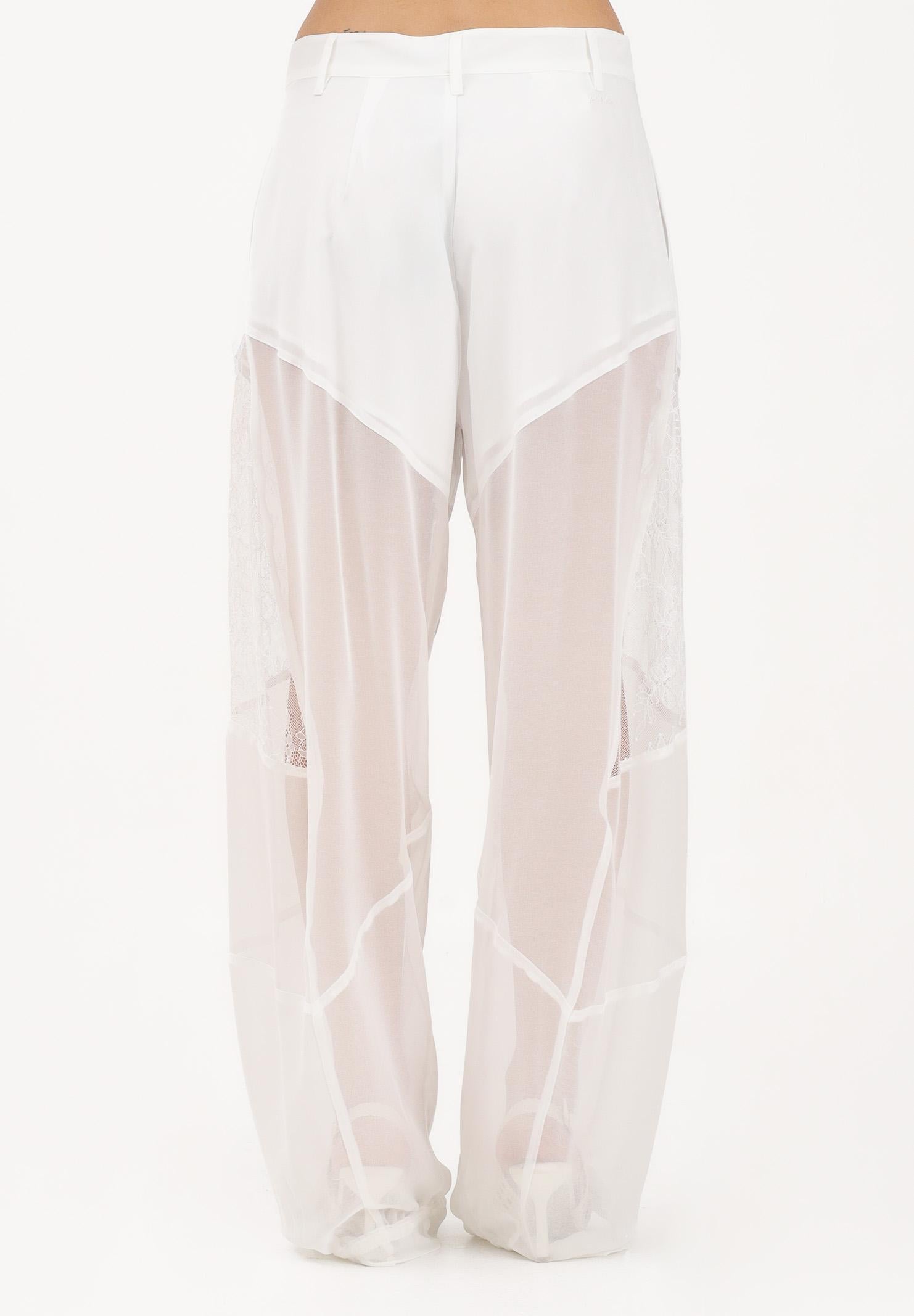 PINKO Pantalone elegante bianco da donna con inserti in pizzo 106275A336 Z05 PINKO