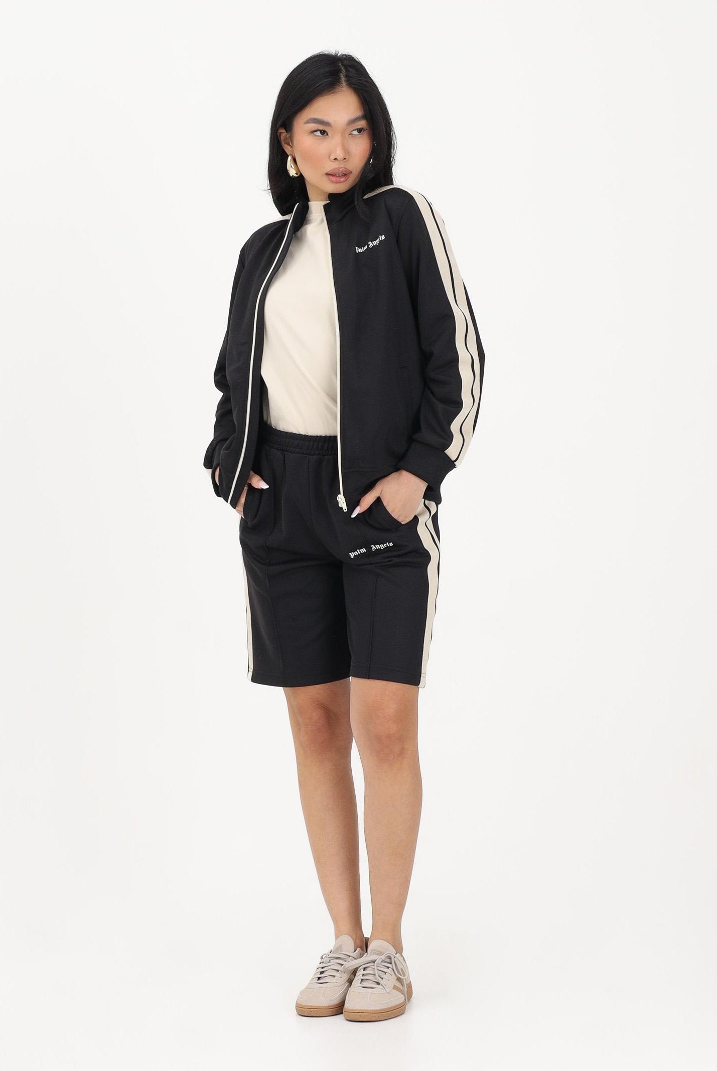 PALM ANGELS Shorts sportivo nero per donna, ragazzi e bambini con logo PBCL001S26FAB001 110 PALM ANGELS
