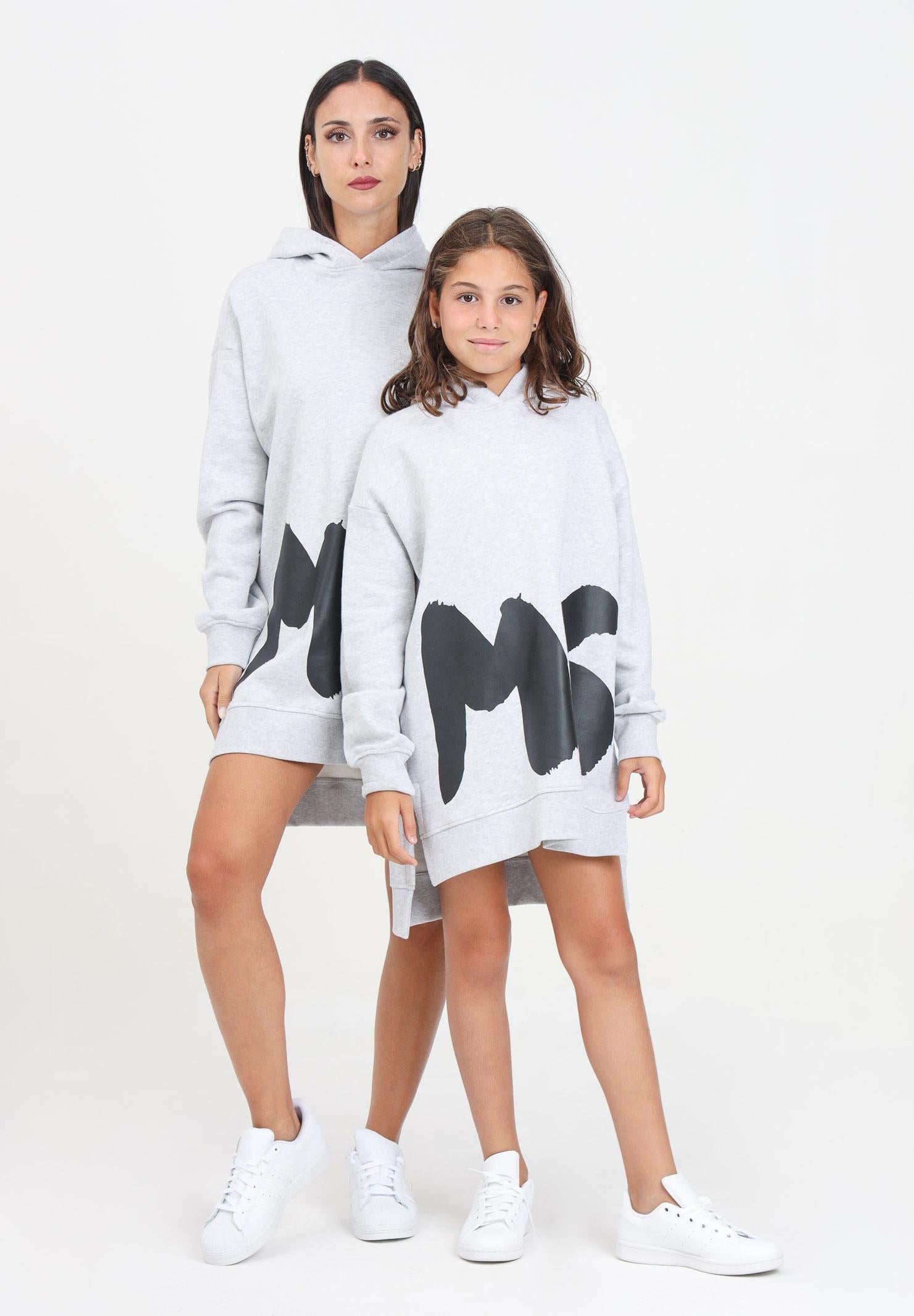 Abito corto grigio per donna e bambina con maxi stampa logo F4MSJGDR070 107 MSGM