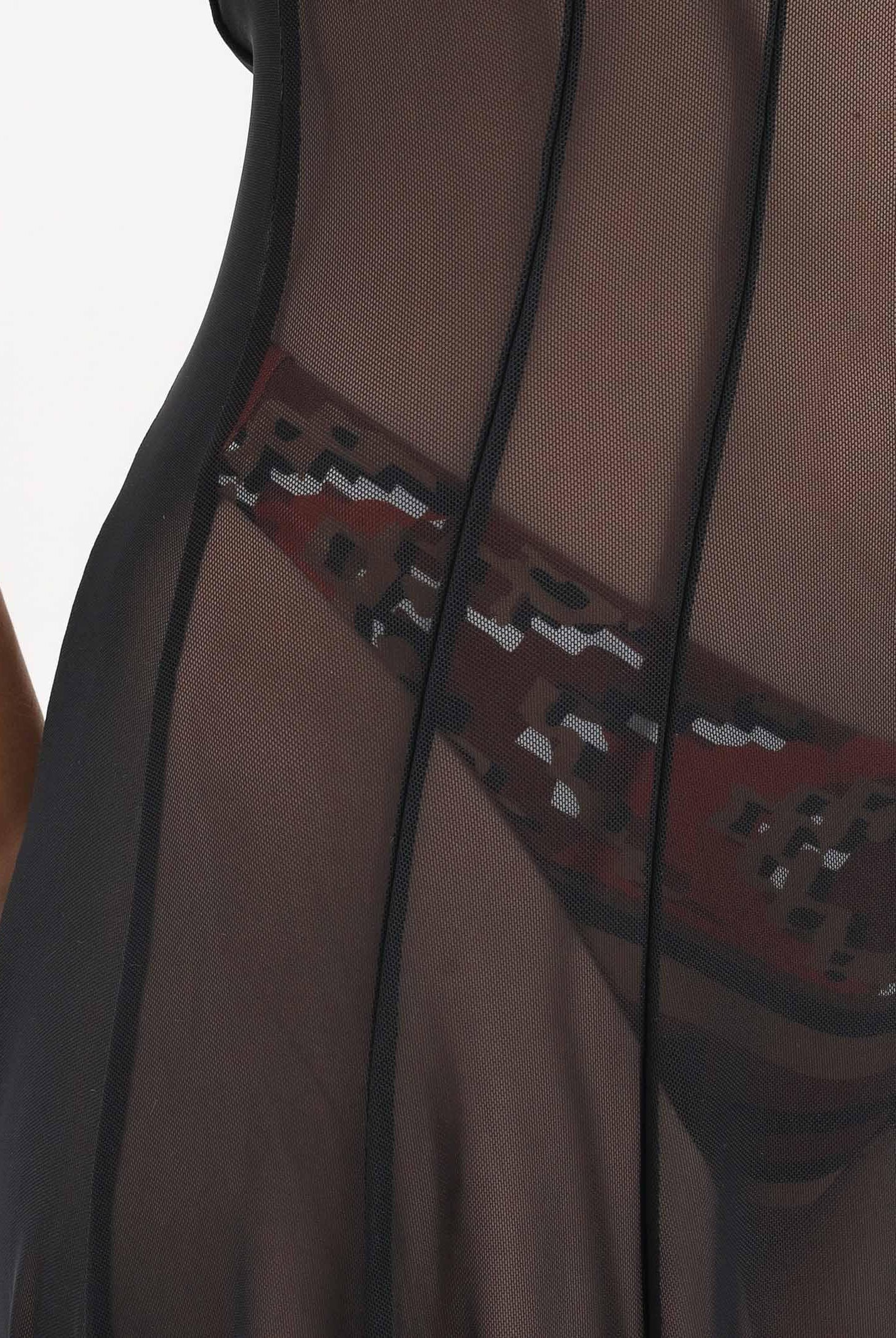 ME FUI Abito lungo nero da donna realizzato in tulle trasparente MF26-SW0720BK . ME FUI