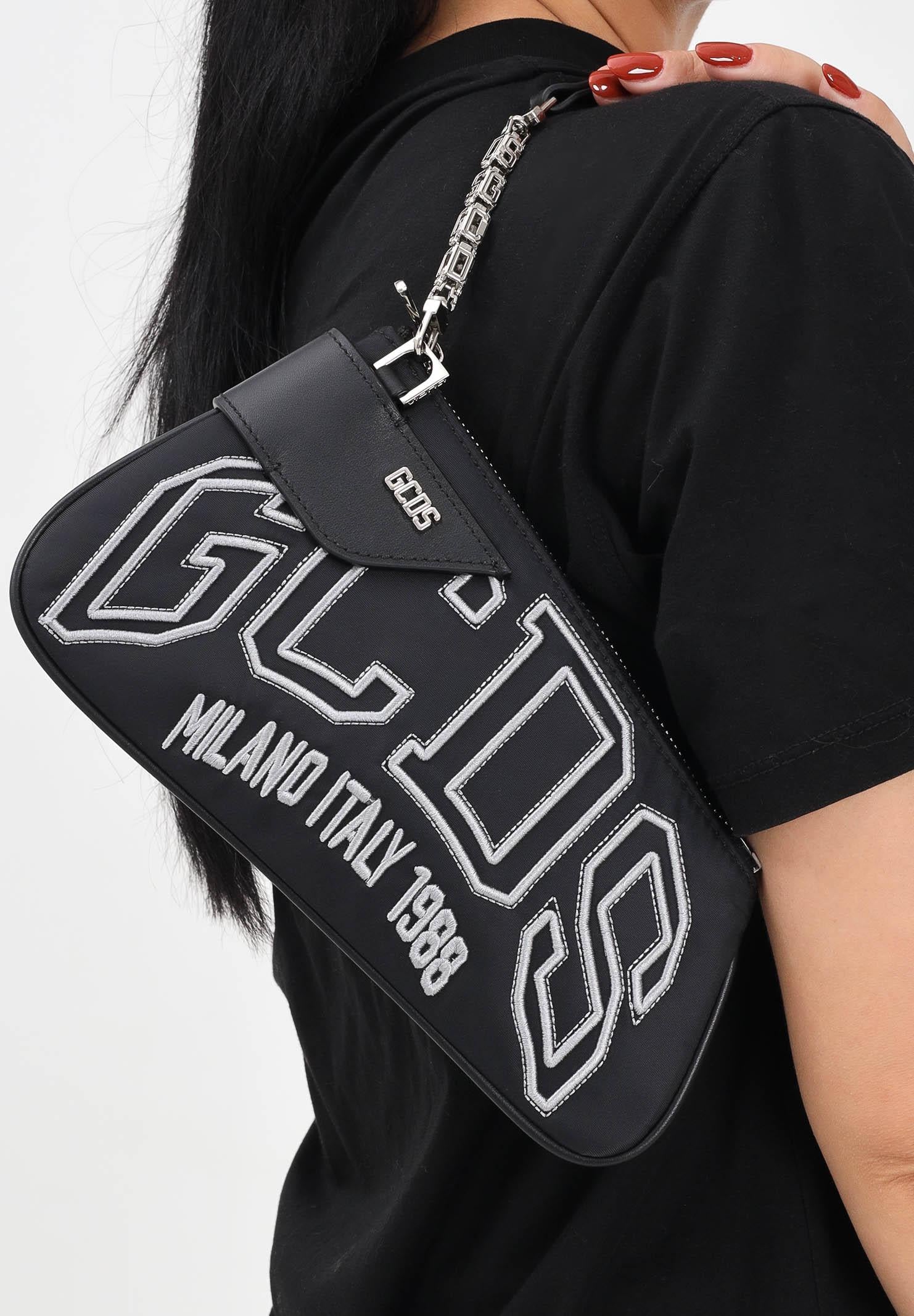 GCDS Borsa a spalla nera da donna con logo GCDSMCN001 99 GCDS