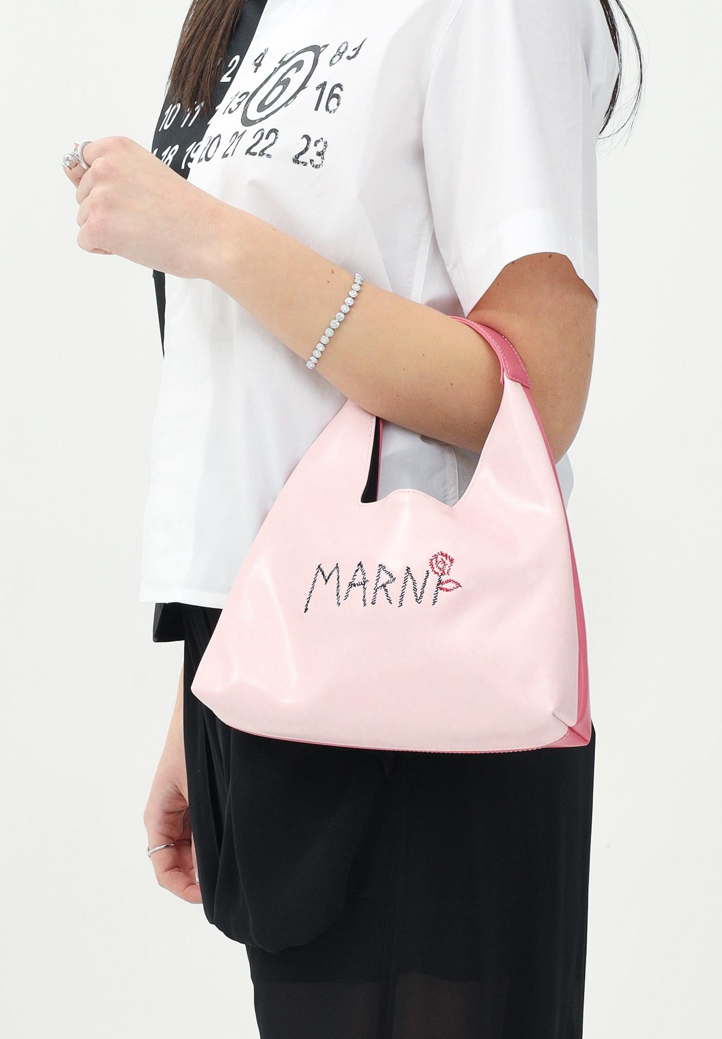 MARNI Borsa a mano Diamond rosa da donna con logo Marni Flower M01478M00TK 0M347 MARNI