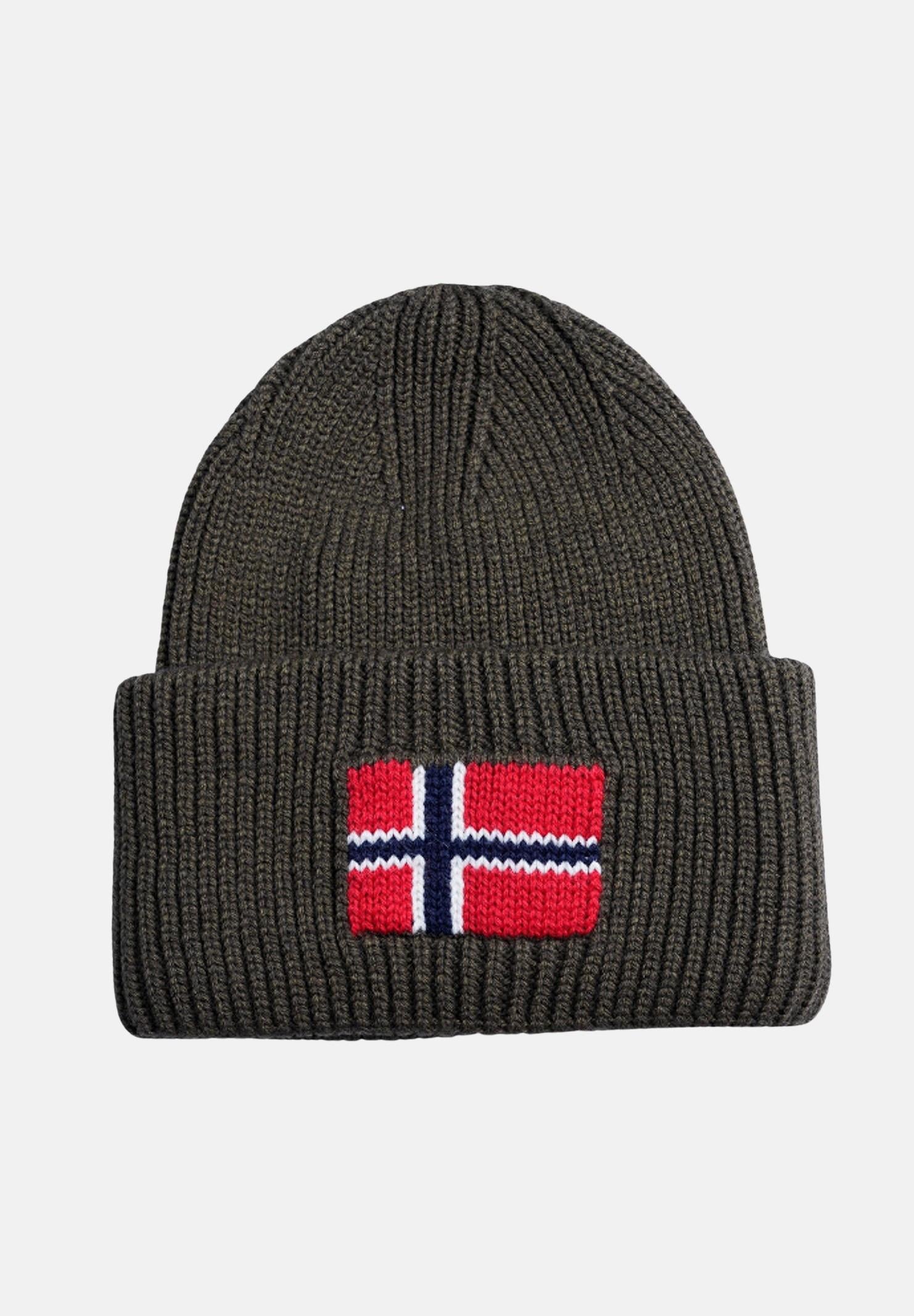 NAPAPIJRI Berretto di lana verde militare per uomo e donna con bandiera NP0A893PG0A1 NAPAPIJRI