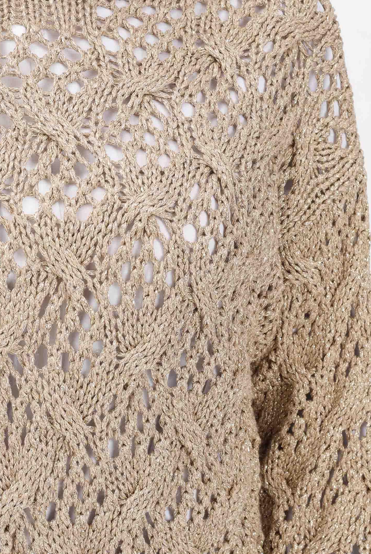 MAX MARA Maglioncino girocollo oro da donna in cordonetto a rombi 2526366141600 001 MAX MARA