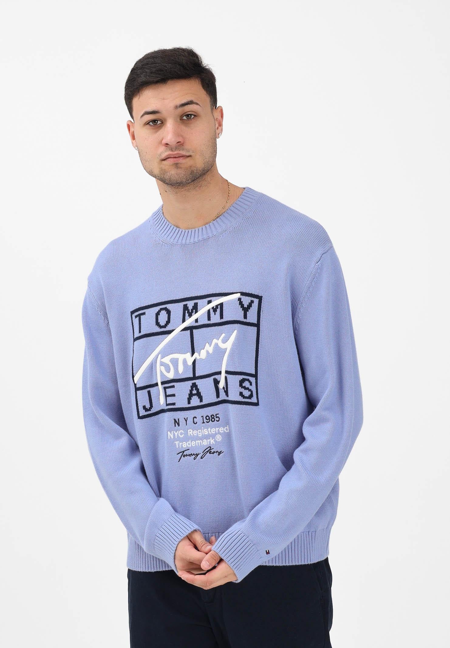 TOMMY JEANS Maglioncino girocollo polvere da uomo con logo DM0DM22401 C5X TOMMY JEANS