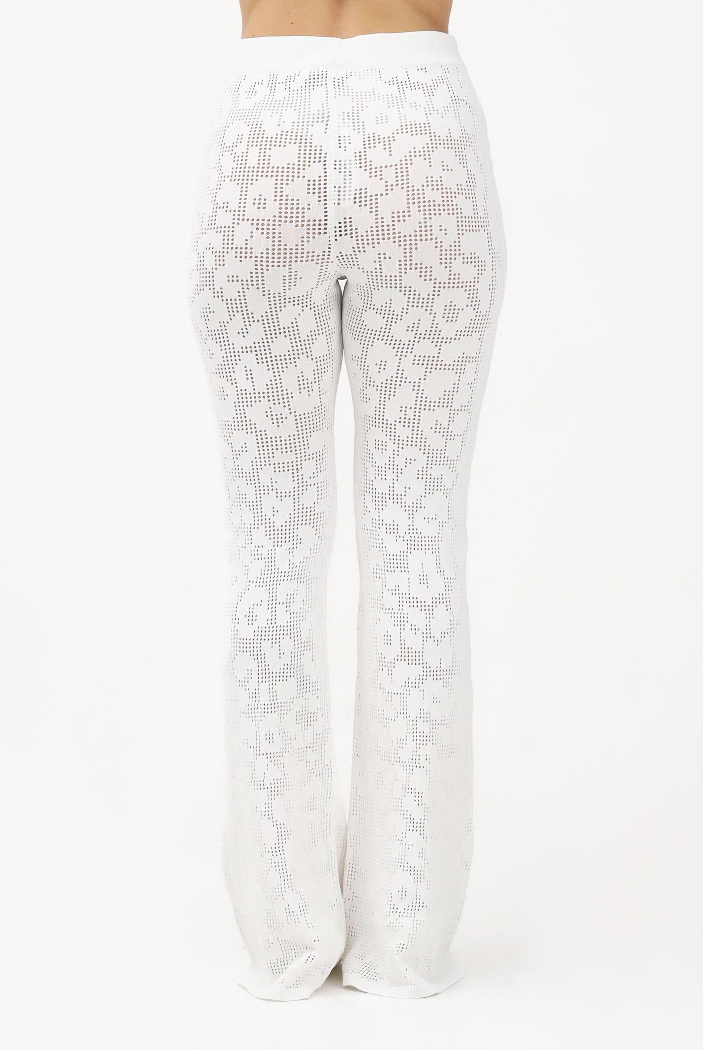 AKEP Pantalone bianco da donna in maglia traforata PTKD13225 V6 AKEP