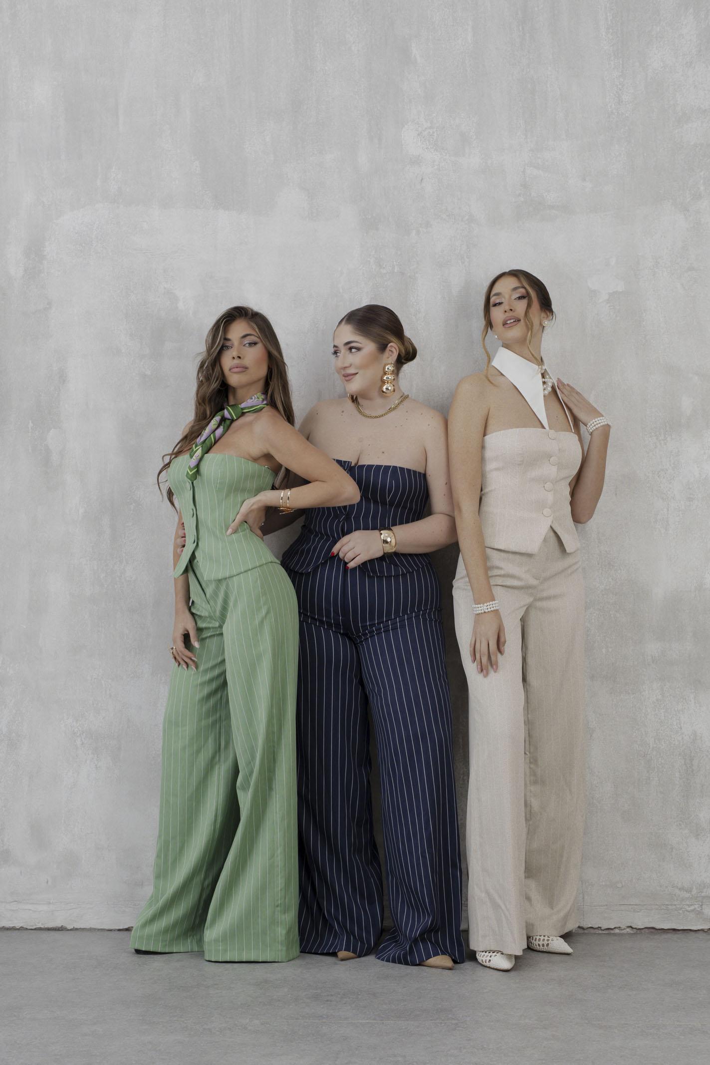 SANTAS Top BROWNIE beige da donna con motivo gessato PV2504 BEIGE SANTAS