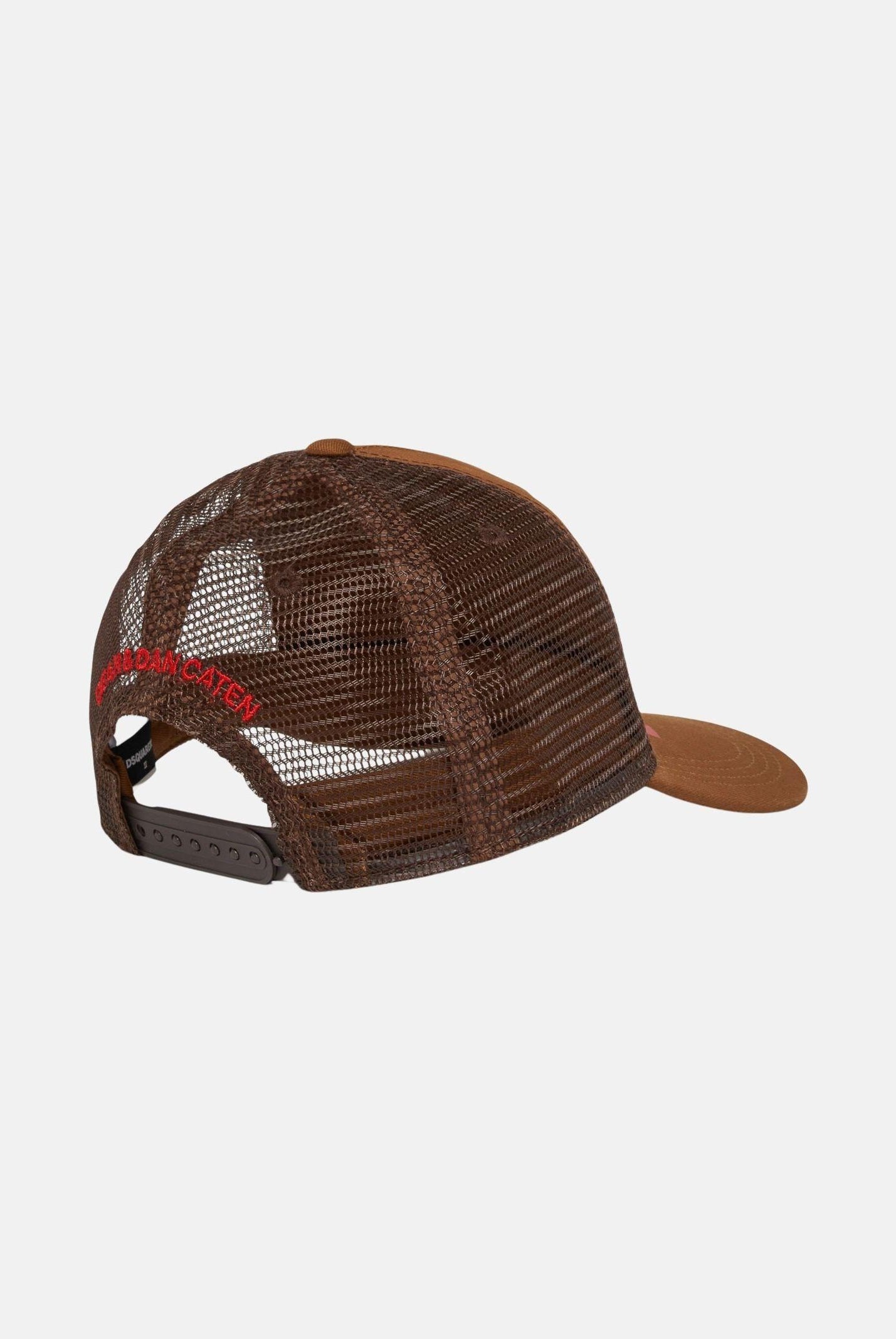 DSQUARED2 Cappello con visiera cammello per uomo e donna con logo e toppe DQ3252D00YT DQ730 DSQUARED2