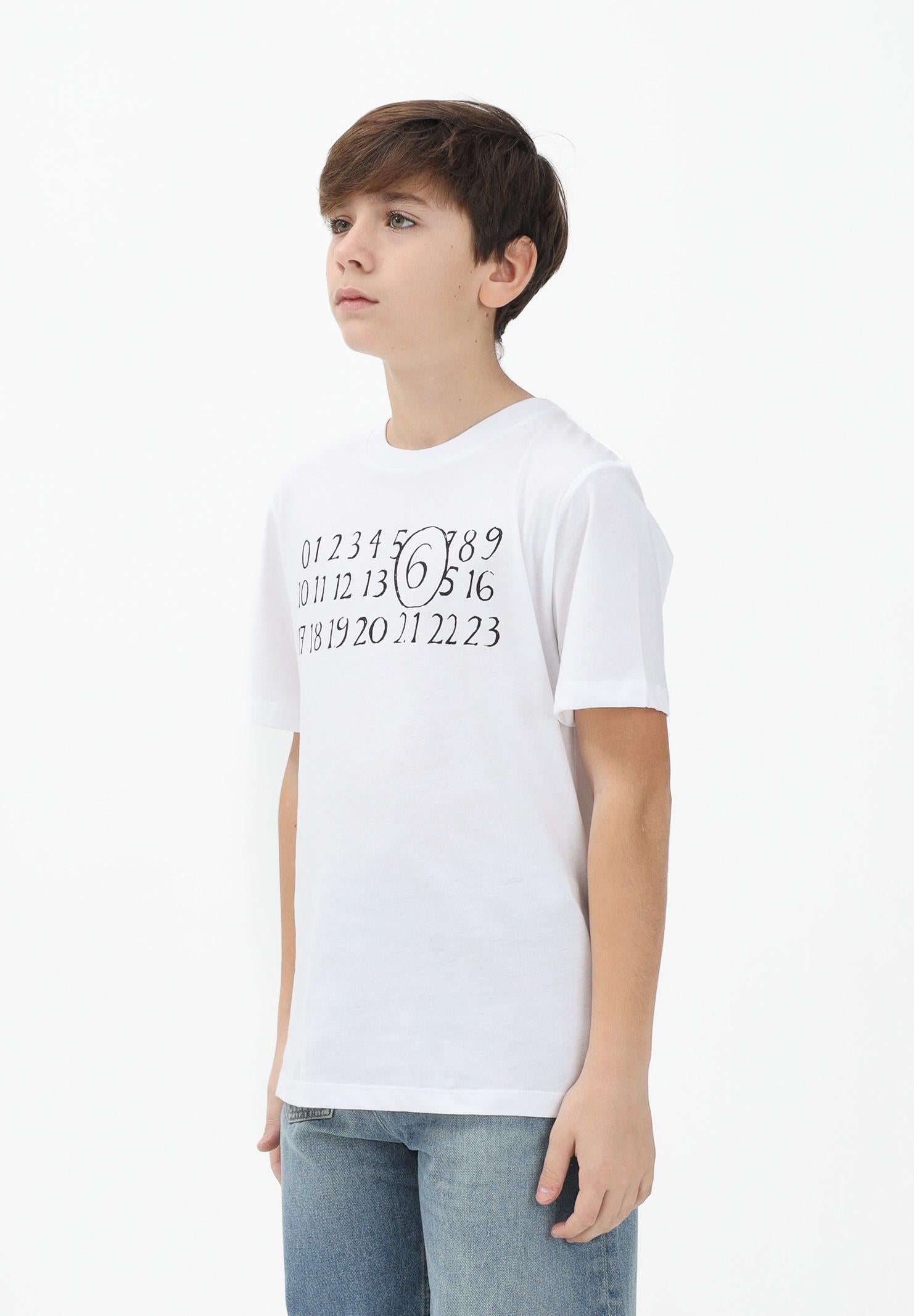 MAISON MARGIELA T-shirt a manica corta bianca per donna, ragazzi e bambini con logo sul petto M61020MM02Y M6100 MAISON MARGIELA