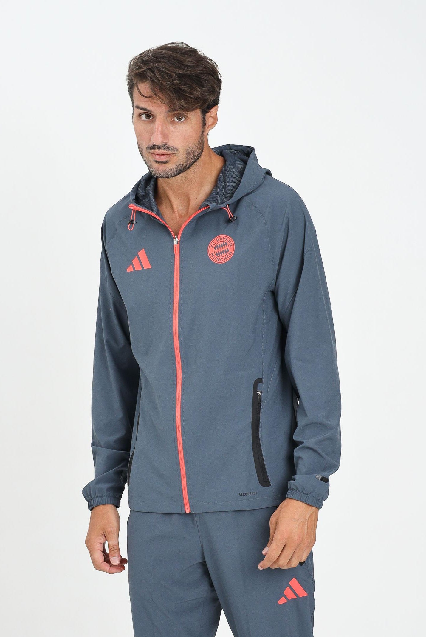ADIDAS ORIGINALS Felpa con zip FC Bayern Tiro 25 Competition Vis grigia da uomo JV5343 . ADIDAS ORIGINALS