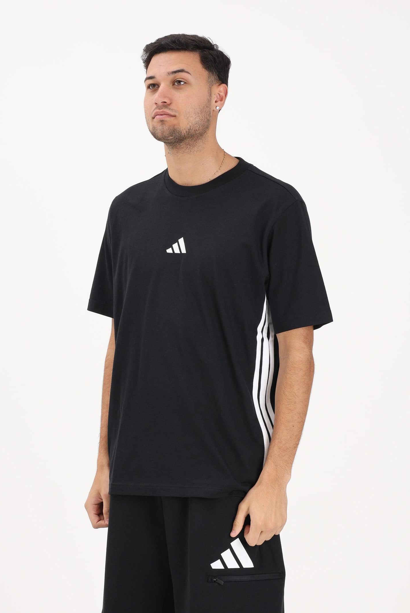 ADIDAS PERFORMANCE T-shirt a manica corta Essentials 3-Stripes Single Jersey nera da uomo JD1906 . ADIDAS PERFORMANCE