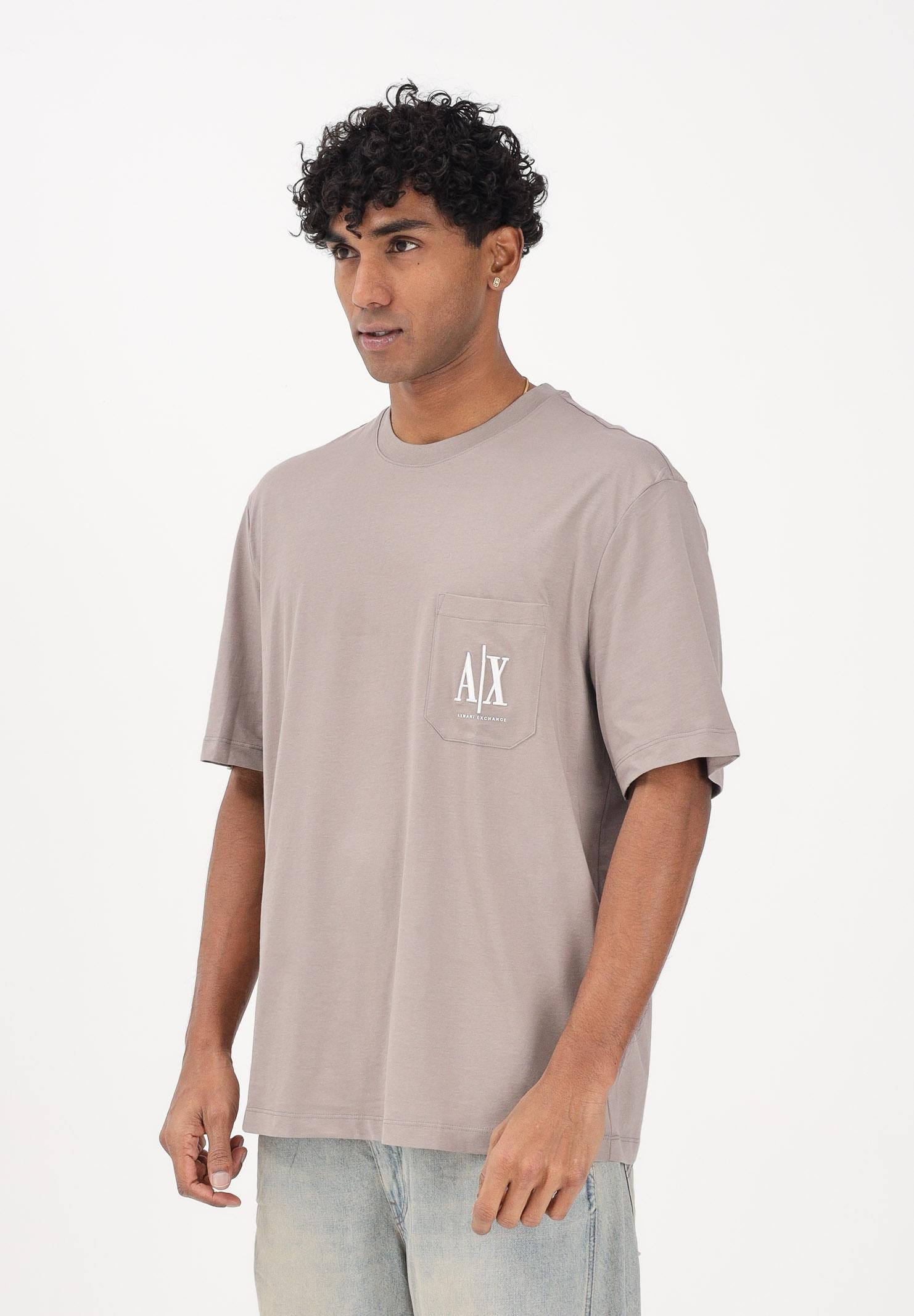 ARMANI EXCHANGE T-shirt a manica corta beige da uomo con taschino e logo XM000366AF12308 U6107 ARMANI EXCHANGE