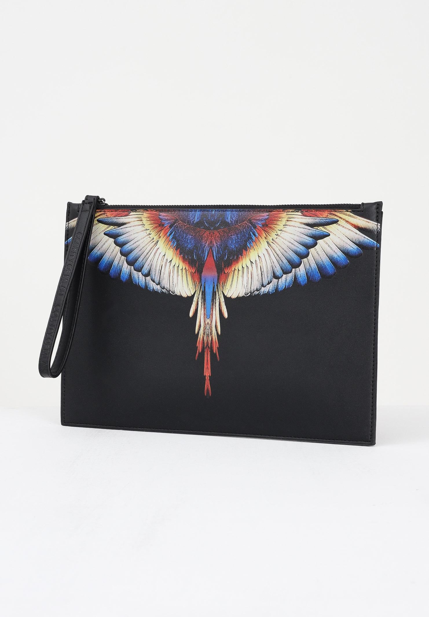 MARCELO BURLON COUNTY OF MILAN Pochette a mano nera per uomo e donna con stampa COMAF250133 . MARCELO BURLON COUNTY OF MILAN