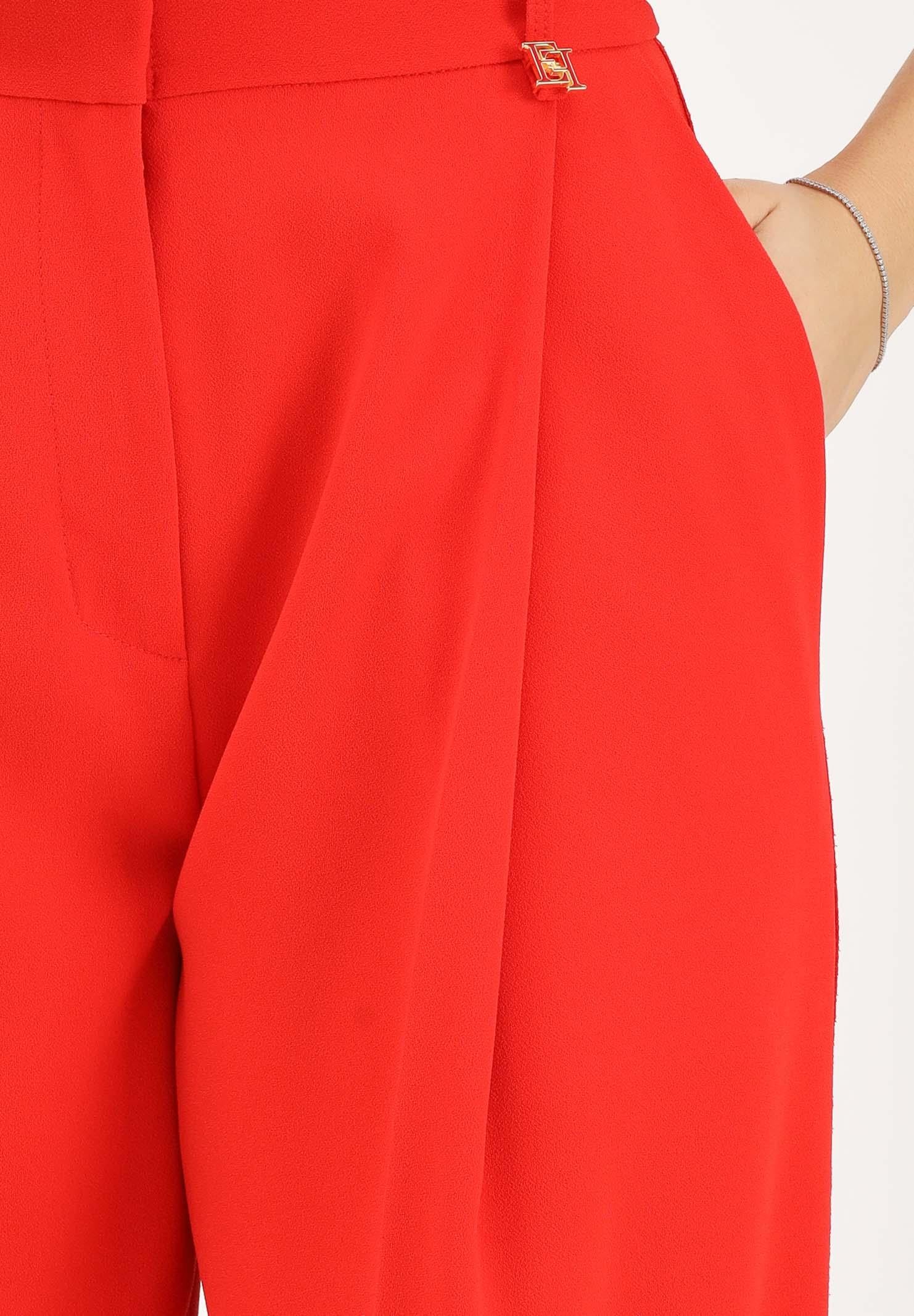 ELISABETTA FRANCHI Pantalone elegante rosso da donna con logo charm PA16761E2 H85 ELISABETTA FRANCHI
