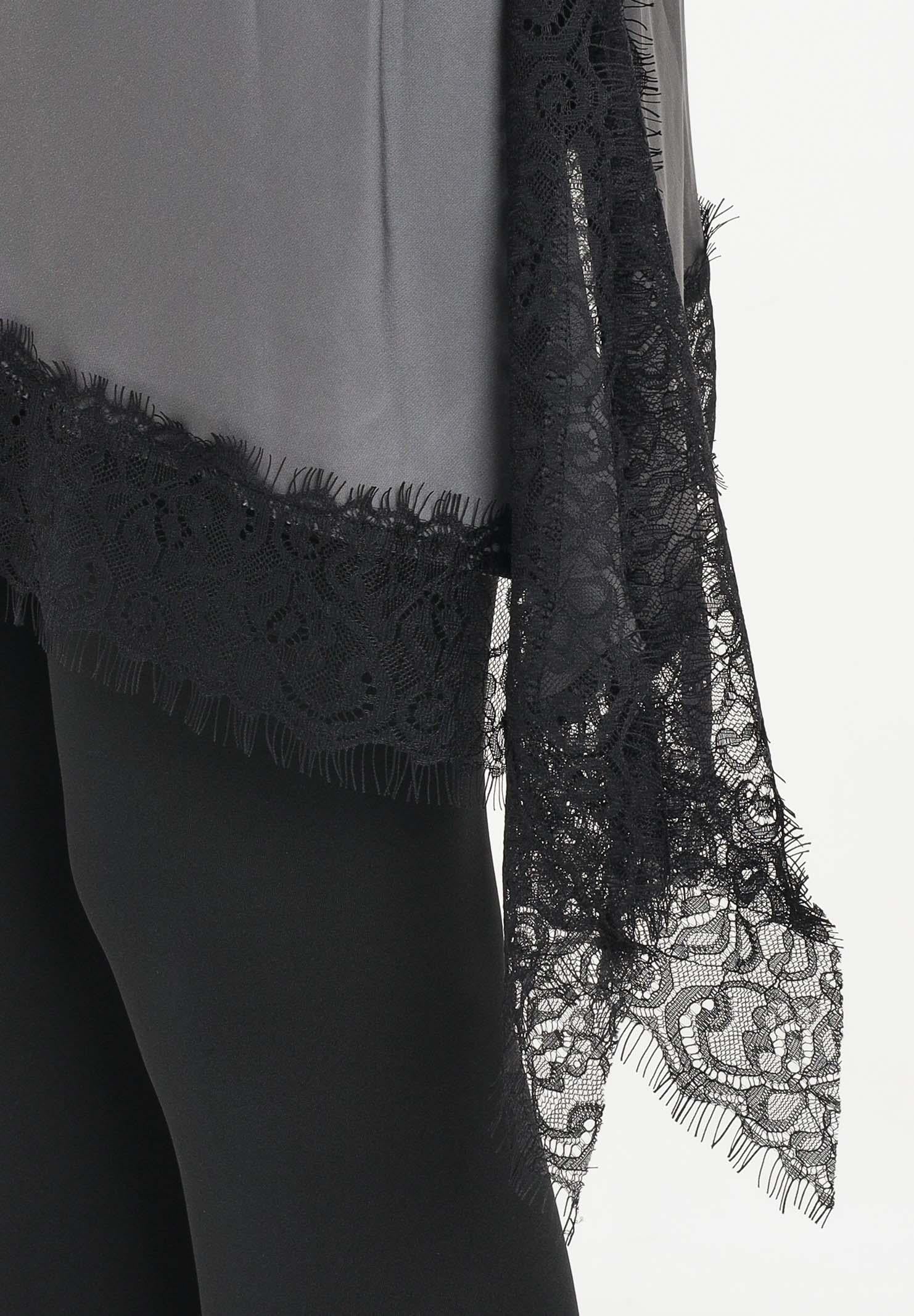 VICOLO Abito corto grigio da donna con inserti in pizzo nero TF0255 GR VICOLO