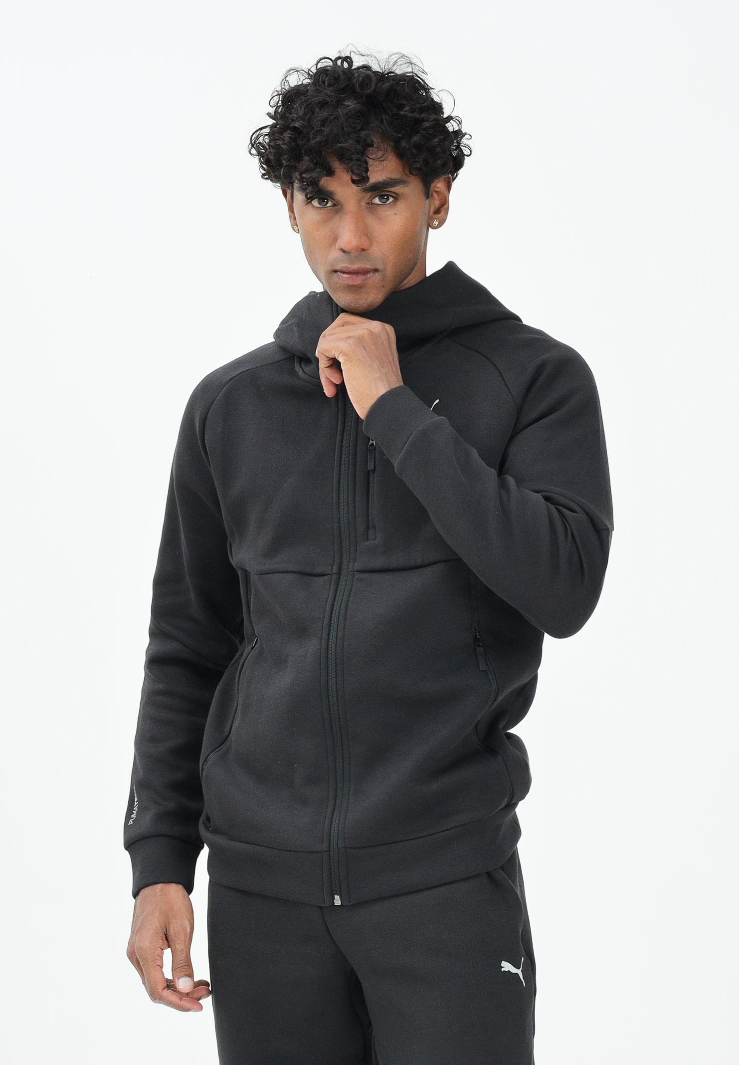 PUMA Felpa con zip PUMATECH nera da uomo 629674 01 PUMA