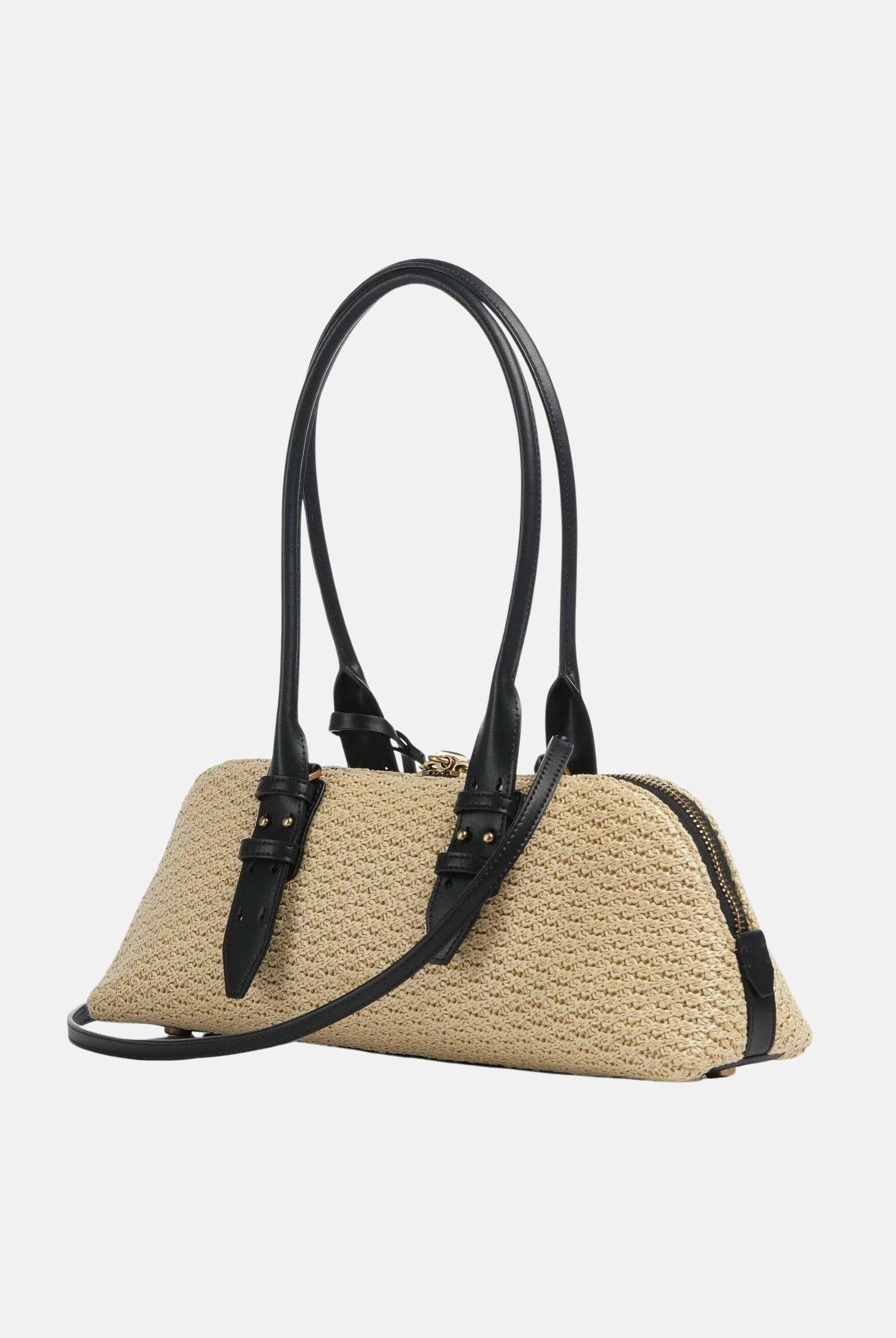 PINKO Borsa a spalla Escape Bag Horizontal in rafia beige da donna 106169A1RL C24Q PINKO
