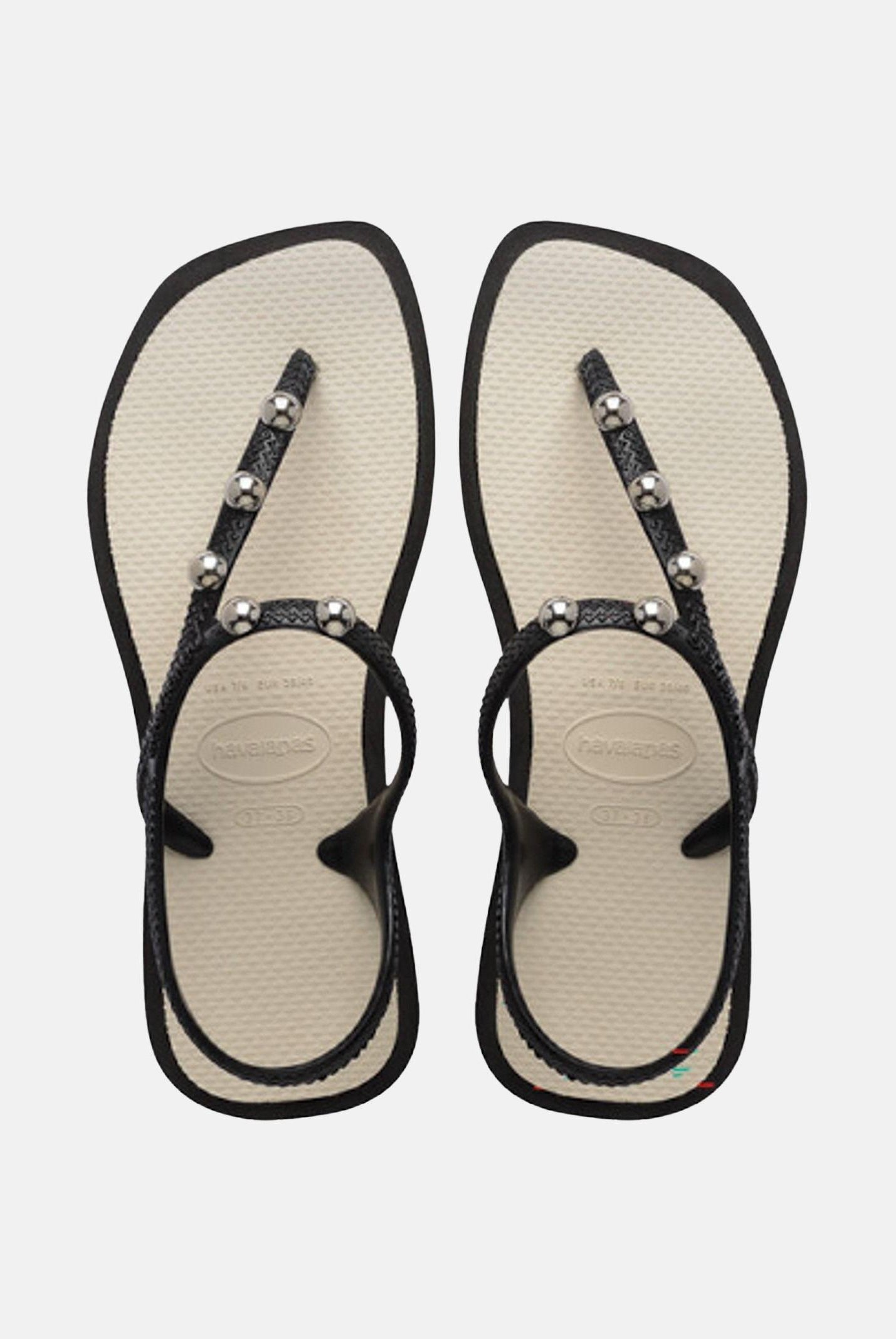 HAVAIANAS Sandali Flash Fusion beige sabbia e nero donna 4150244. 9576 HAVAIANAS