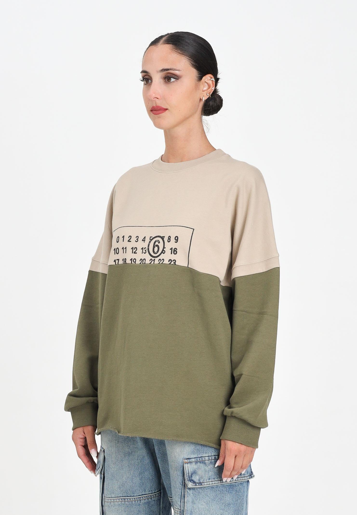 MAISON MARGIELA Felpa girocollo beige e verde per donna, ragazzi e bambini caratterizzata da una costruzione re-cut M60870MM04H M6C38 MAISON MARGIELA