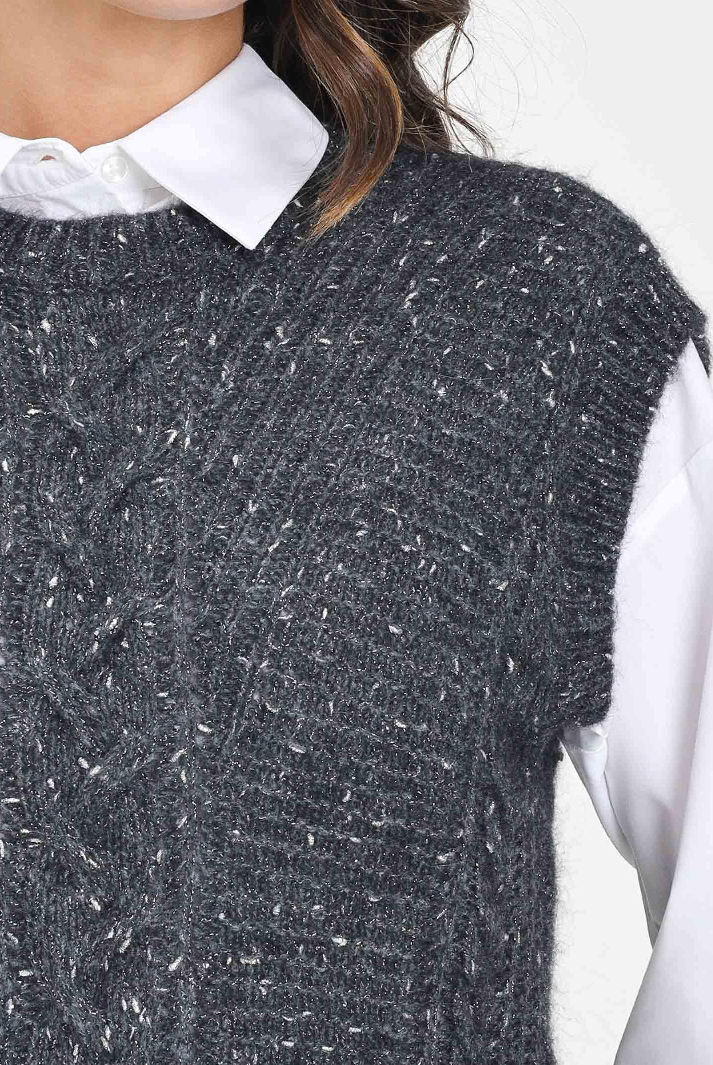 MAX MARA Gilet in maglia grossa color antracite da donna 2526356032600 005 MAX MARA